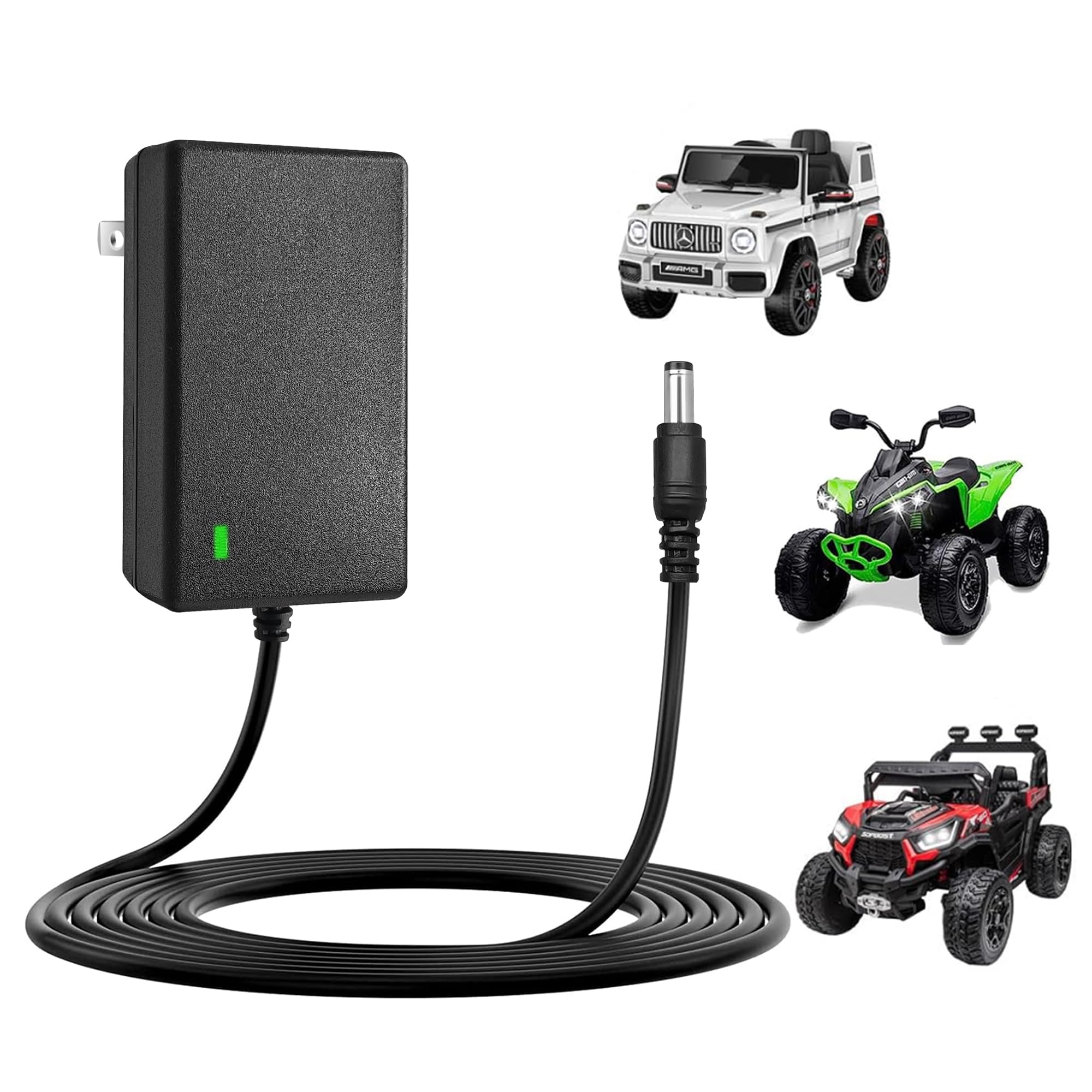 24V Battery Charger for Kids Ride-On Toys - Universal Power Wheels, Electric ATVs, Children's Cars (Jeep, Lamborghini, Mario Kart) - Fast DC Charger for 24 Volt Vehicles - Perfect for Home, Outdoor Play & Birthday Gifts