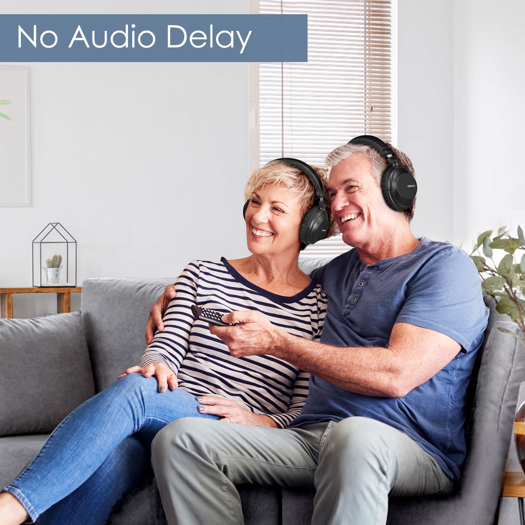 SIMOLIO JH737D2 Dual Bluetooth Wireless Headphones for TV - No Delay, High Volume for Seniors | Optical/AUX/RCA Output | Plug & Play | Charging & Transmitter 2-in-1 | Perfect for Watching TV, Hearing Assistance & Home Entertainment