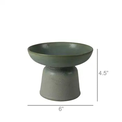 Sage Ceramic Pedestal Bowl - Elegant Decorative Serving Bowl for Fruits, Nuts & Home Decor | Perfect for Dining Table Centerpiece, Kitchen Countertop & Gift Giving