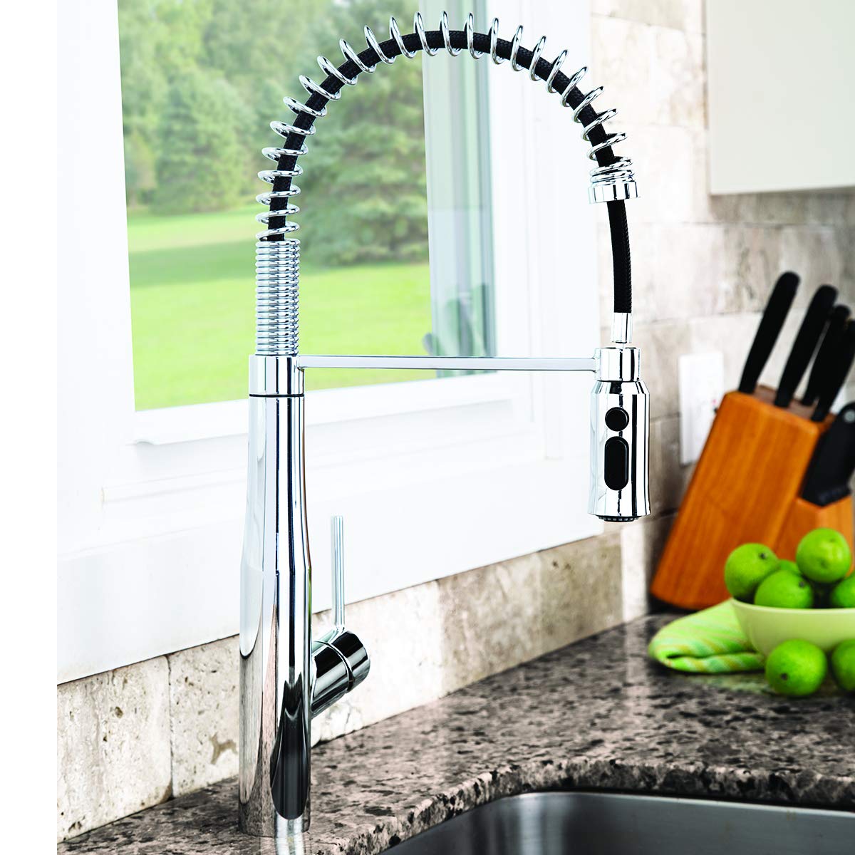 Speakman SB-1043 Neo Spring Pull Down Kitchen Faucet with Sprayer - Polished Chrome Finish for Modern Home & Restaurant Use