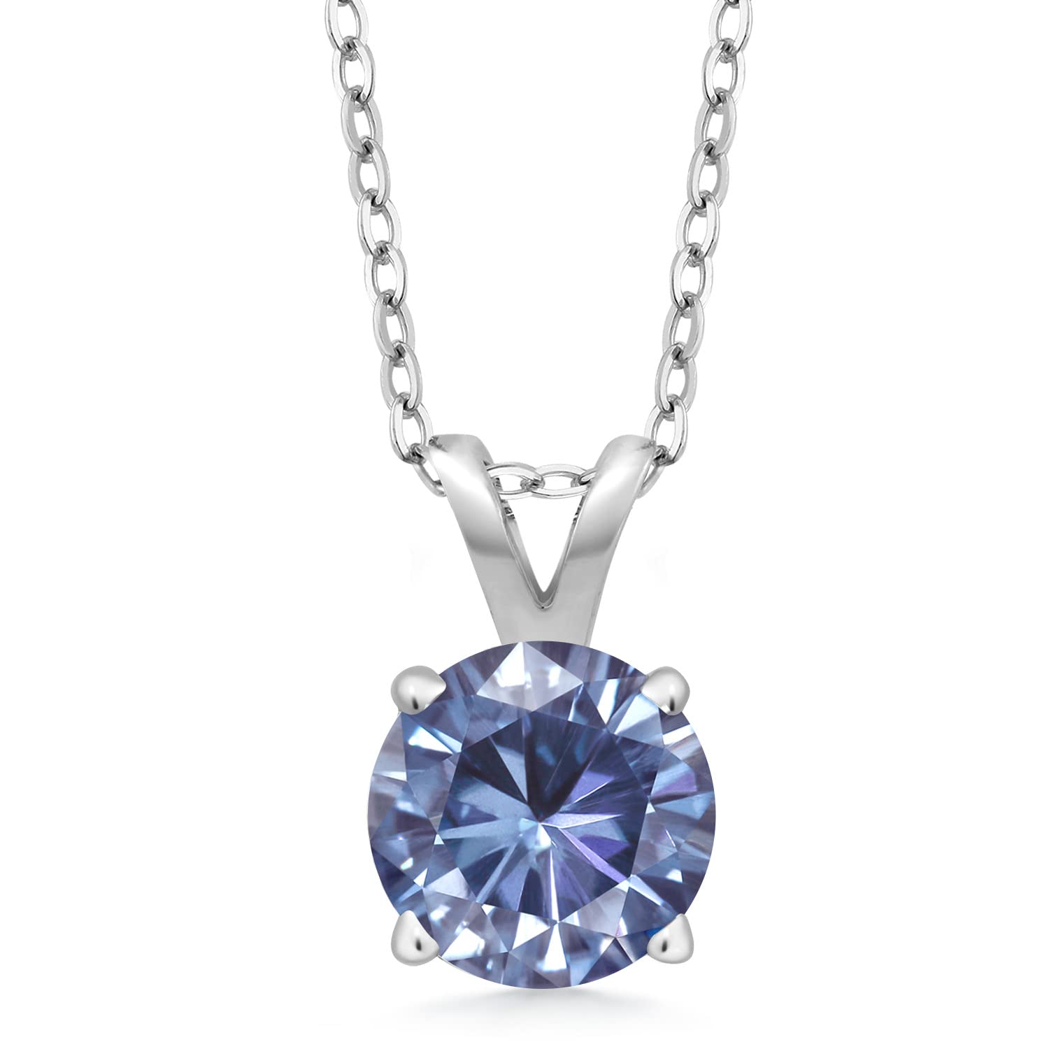 Gem Stone King 925 Sterling Silver 6MM Round Birthstone Solitaire Pendant Necklace for Women - 4-Prong Setting with 18 Inch Silver Chain | Perfect Gift for Birthday, Anniversary & Mother's Day