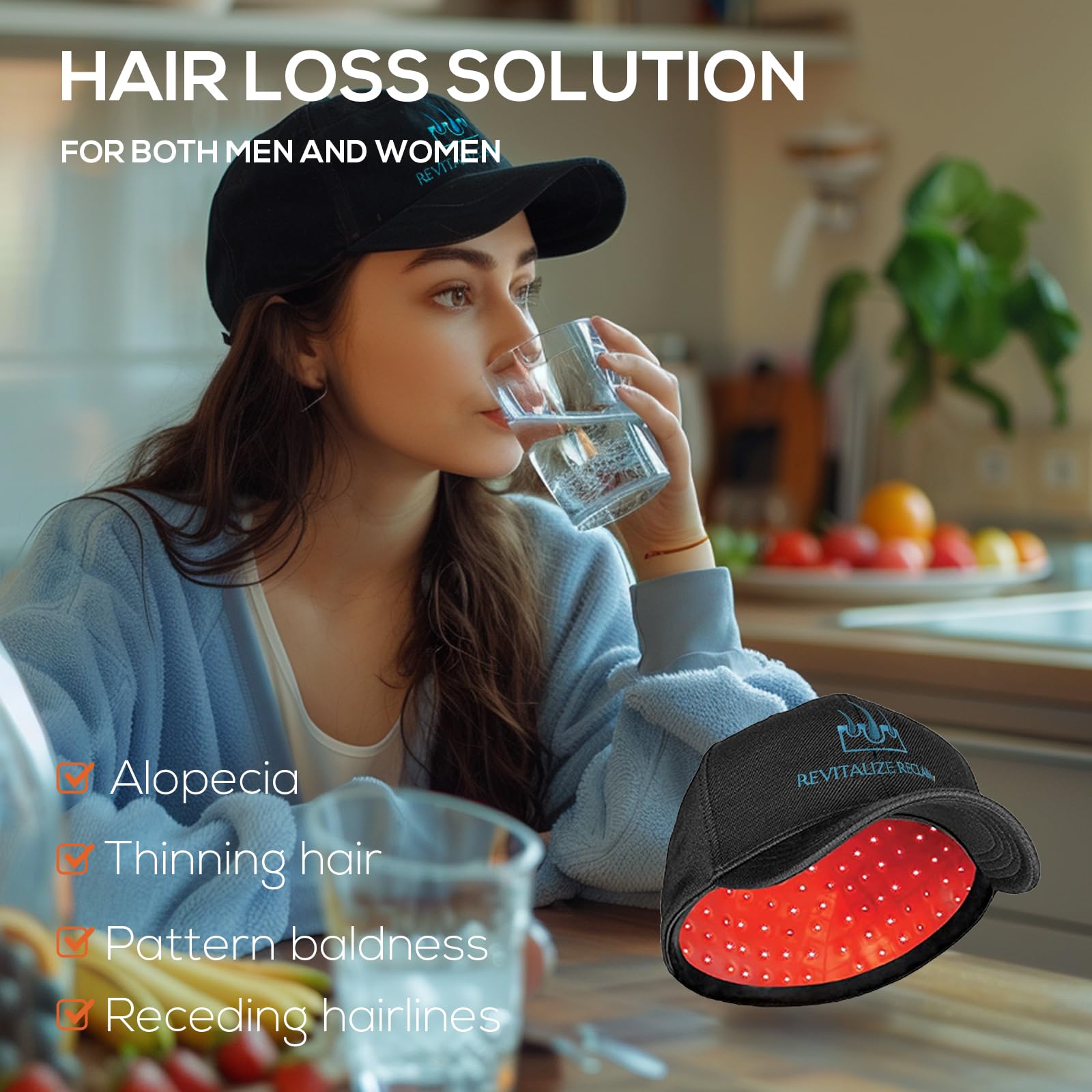 Laser Hair Growth Cap for Men & Women - FDA Cleared Red Light Therapy Cap for Hair Loss Treatment & Regrowth - At-Home Laser Therapy Device for Thinning Hair (Perfect for Home Use, Travel & Salon Treatments)