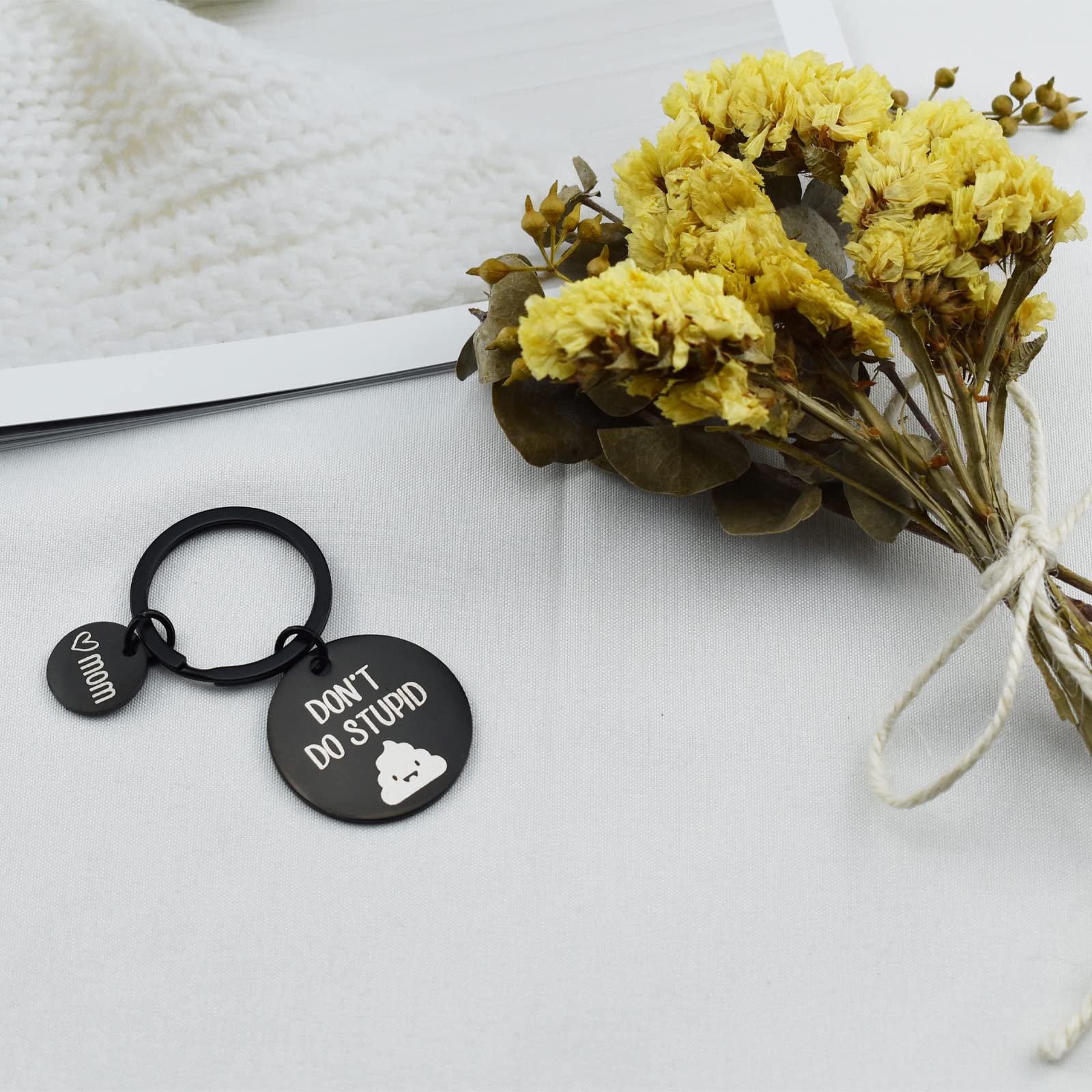 Funny Keychain for Mom & Dad - 'Don't Do Stupid' Novelty Gift for Birthday, Christmas, Valentine's Day & Graduation | Perfect for Son, Daughter & Loved Ones | Great for Key Rings, Backpacks & Everyday Carry