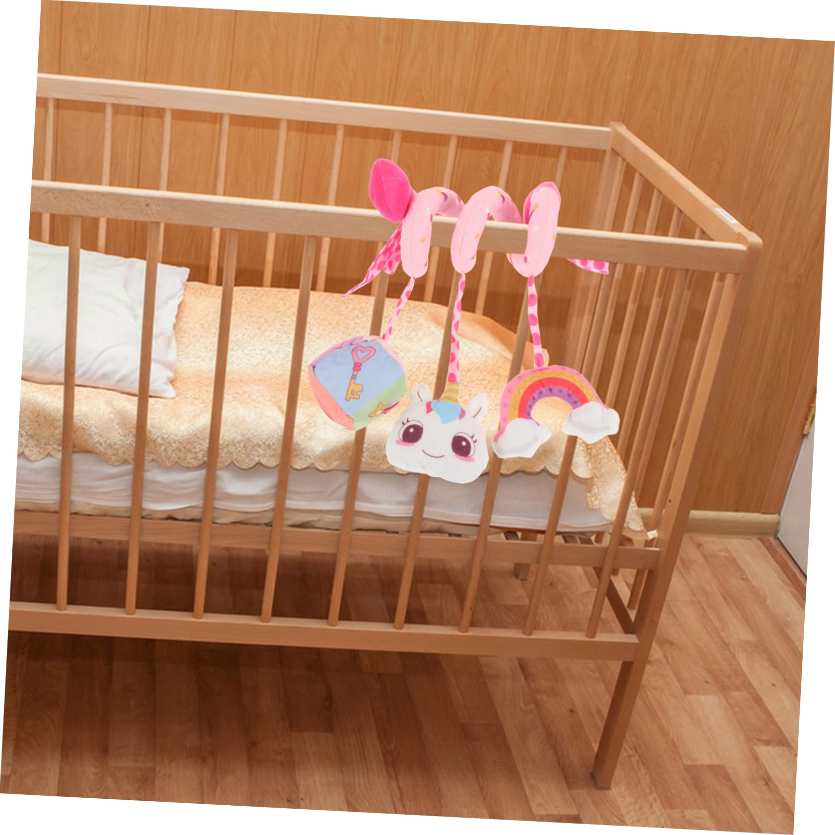 Totority Crib Bell Pram Toys - Soft Pink Sponge Stroller & Car Seat Hanging Activity Toy for Babies | Perfect for Stroller Entertainment, Infant Development & Nursery Decor