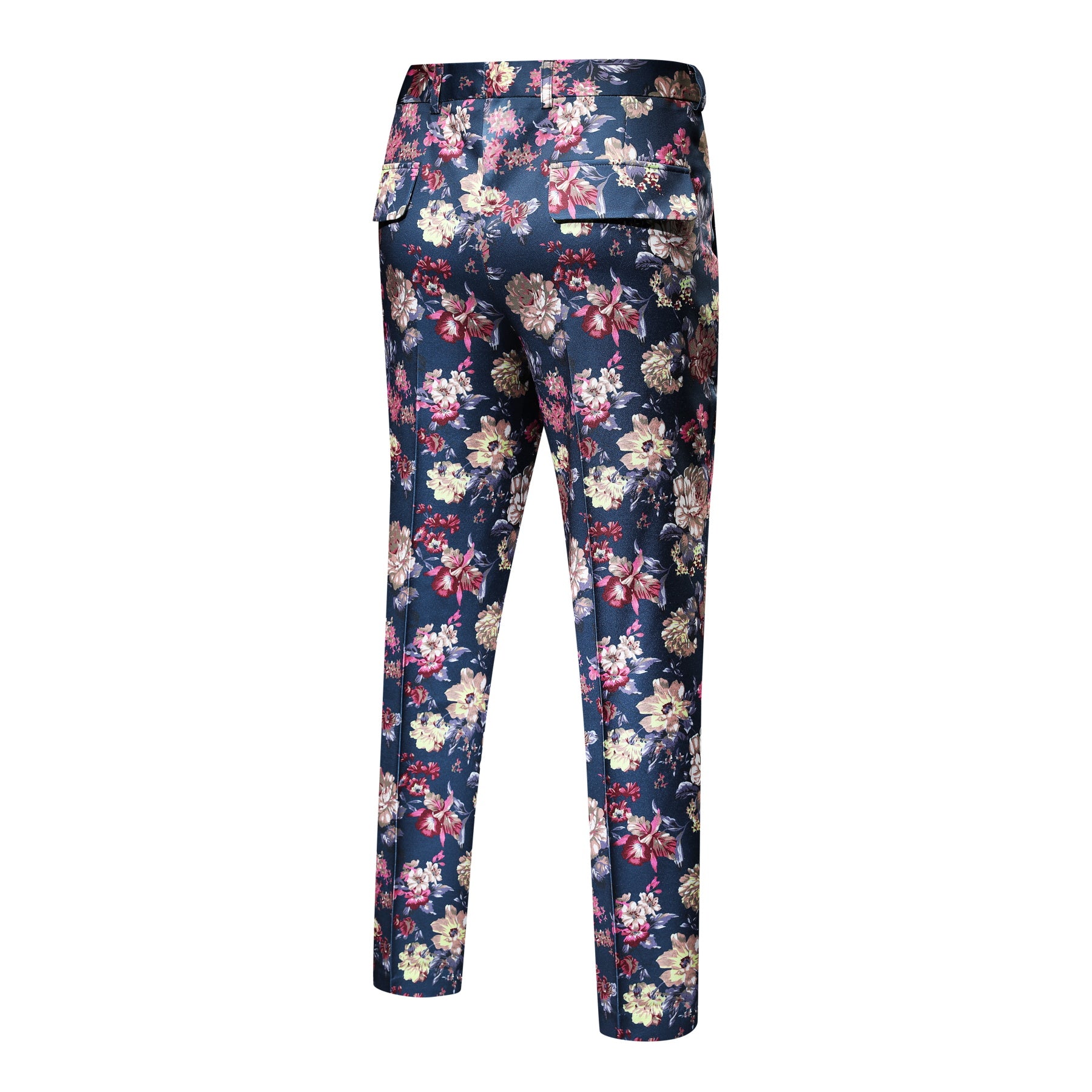 Slim Fit Floral Print Pants for Women - Navy Blue Casual Trousers for Office, Travel & Everyday Wear