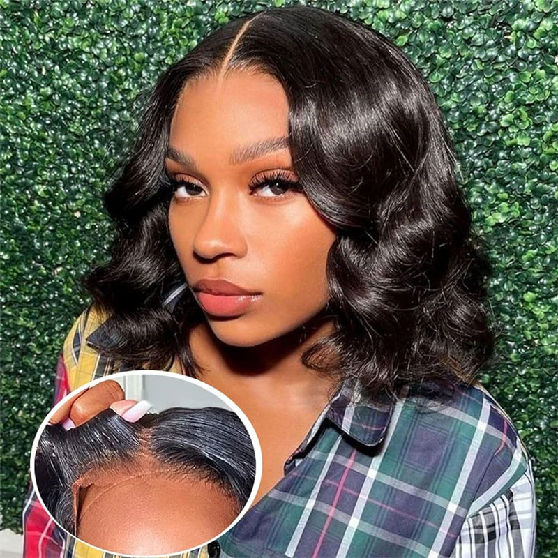 Eullair Short Curly Glueless Bob Wig | Lace Front Human Hair Wigs | Straight & Body Wave Lace Frontal Wig for Women | Perfect for Daily Wear, Cosplay & Special Occasions