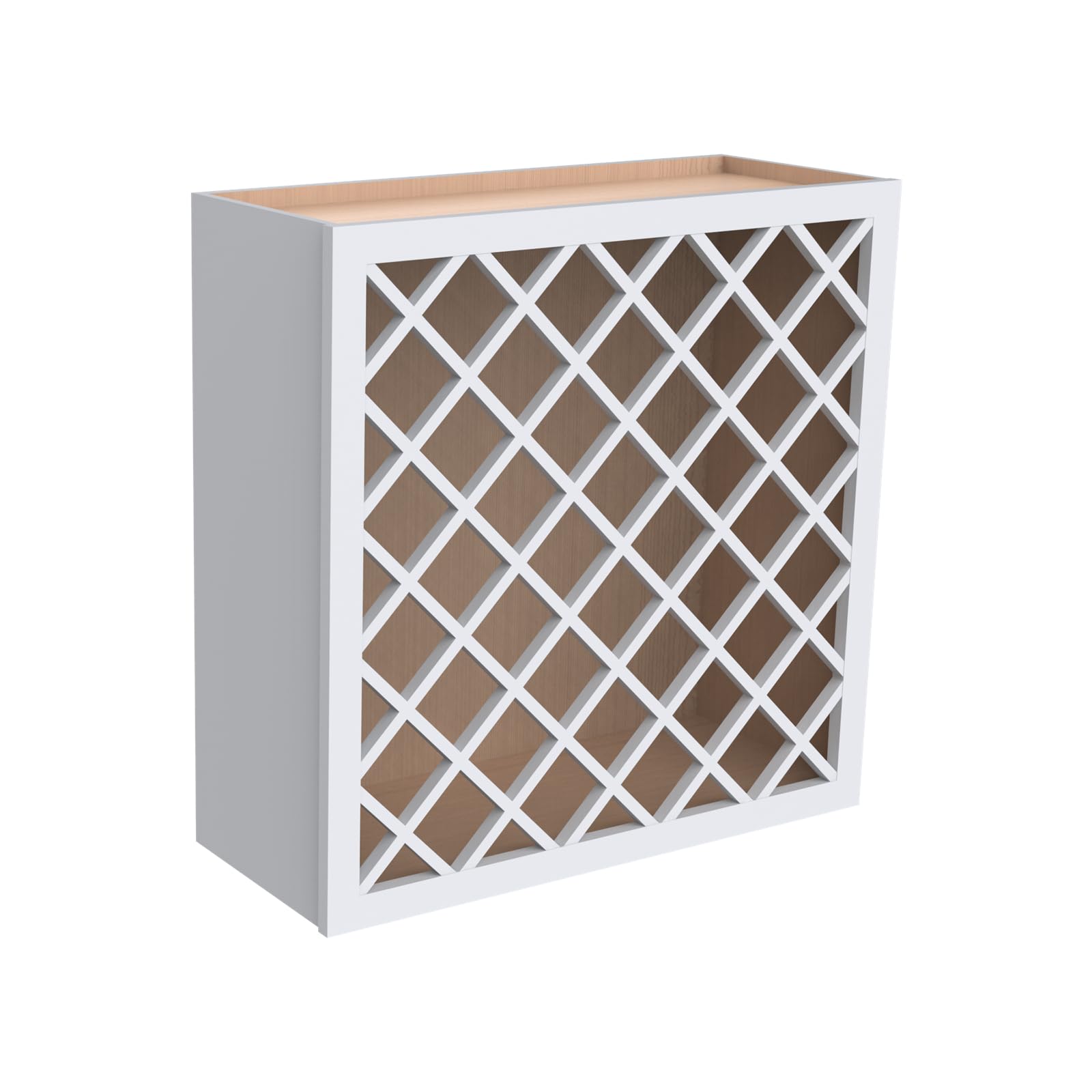 Solid Wood RTA Wine Bottle Rack Wall Cabinet with Lattice Panels - 24