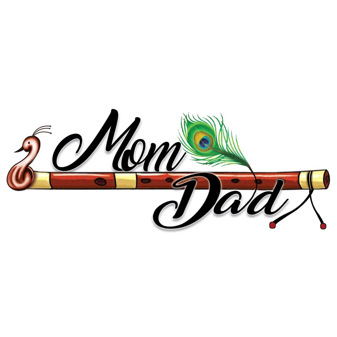 Waterproof Temporary Tattoo for Kids - Mom Dad with Flute Feather Design | Long Lasting Fake Body Art for Boys & Girls | Perfect for Parties, Halloween & Costume Events