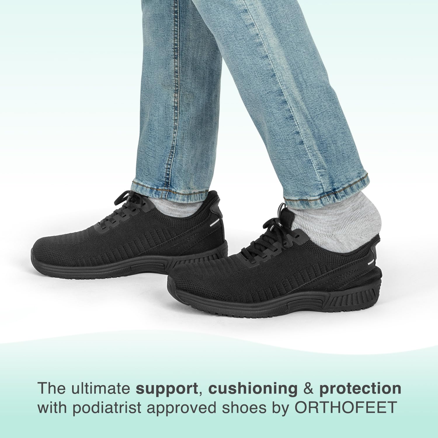 Orthofeet Men's Orthopedic Knit Hands-Free Sneakers - Comfortable Slip-On Walking Shoes for Plantar Fasciitis & Diabetic Foot Care - Perfect for Walking, Travel & Everyday Wear
