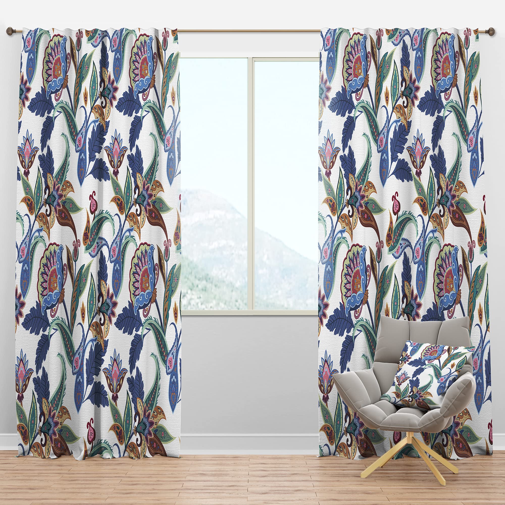 DesignQ Blackout Curtains - Thermal Insulated Paisley Floral Pattern Window Drapes for Bedroom & Living Room - 52x63 Inch Single Panel - Perfect for Light Blocking, Privacy & Temperature Control