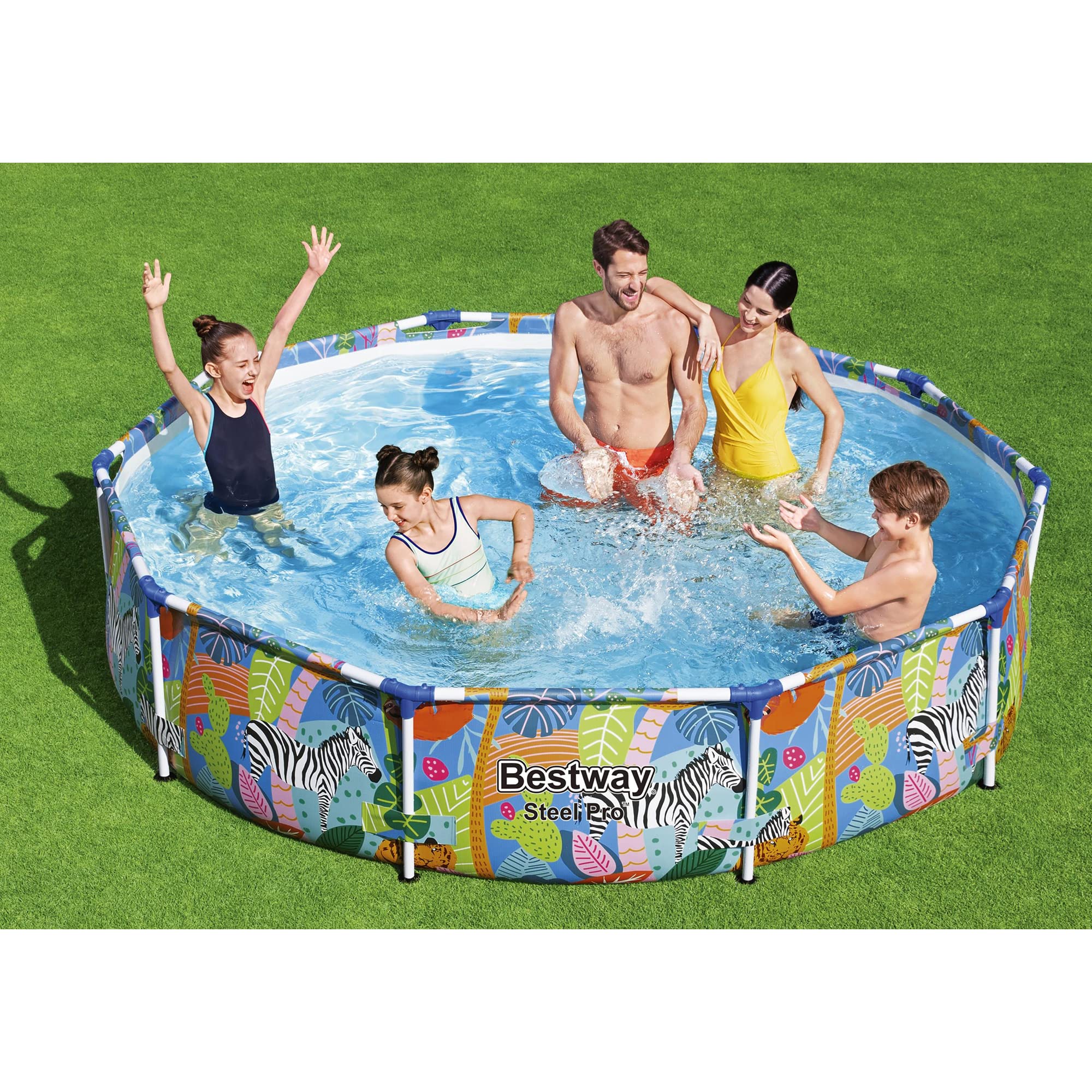 Bestway Steel Pro 10ft x 26in Above Ground Round Backyard Swimming Pool | 1073 Gallon Capacity | Durable Steel Frame | Colorful Animal Graphics | Perfect for Kids, Family Fun & Summer Relaxation