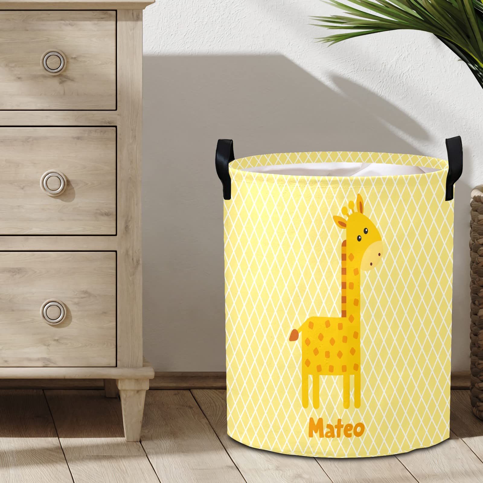 Collapsible Laundry Basket with Handles - Giraffe Design for Kids Room & Nursery Decor | Space-Saving Storage