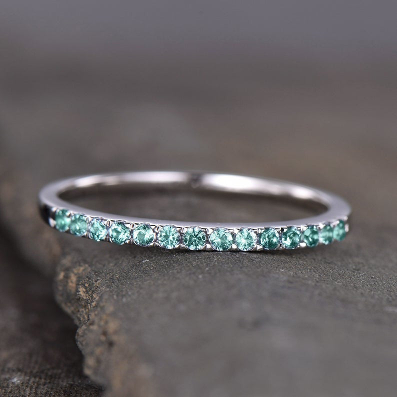 Silver Alexandrite Wedding Band - Sterling Silver Eternity Ring for Stacking | Perfect for Bridal Jewelry, Anniversary Gifts & Everyday Elegance