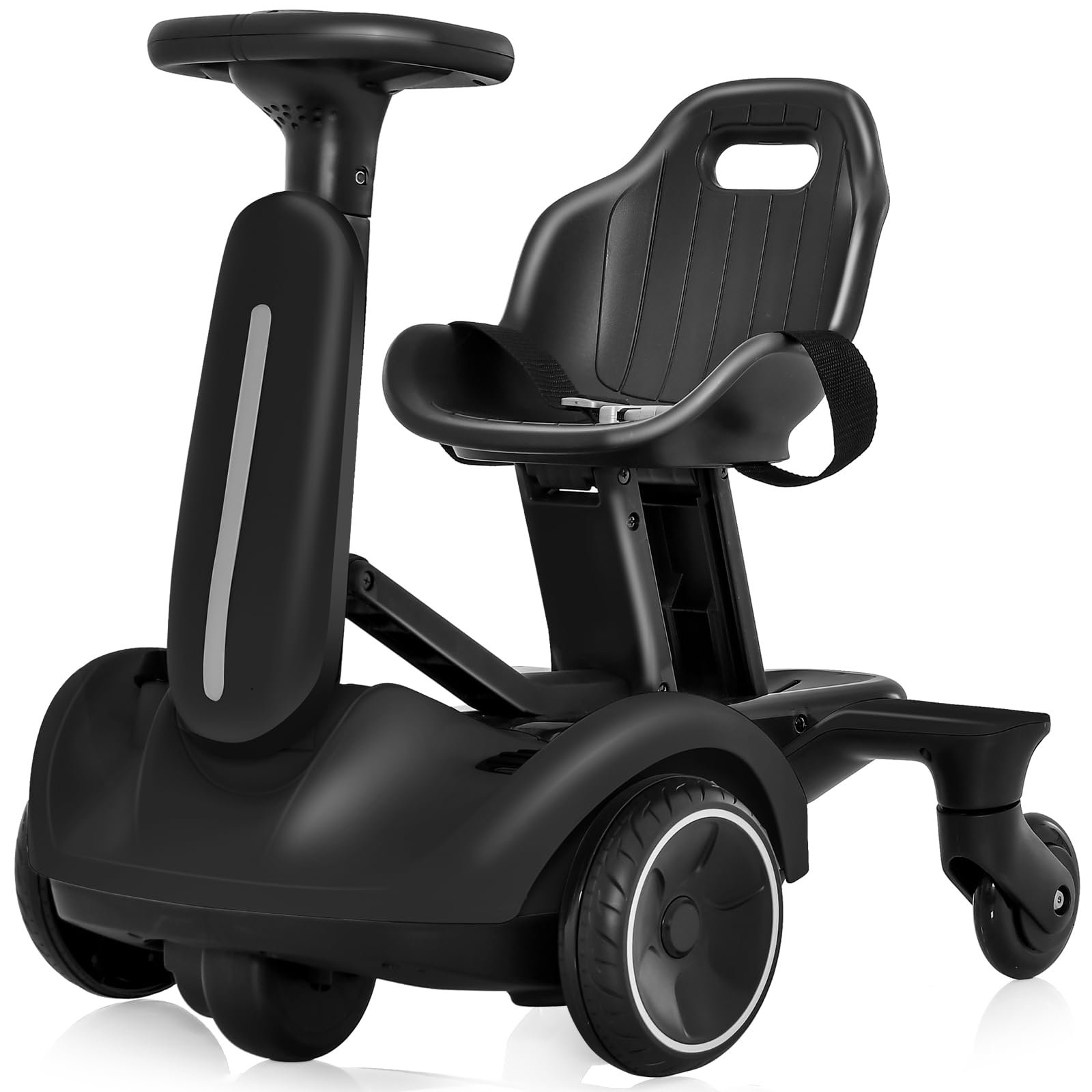Costzon 6V Electric Ride-On Drift Car for Kids Ages 3+ | 360° Spin, Adjustable Seat, 2.6-3 MPH | Horn & Engine Sounds | Black Kids Drifting Go Kart - Perfect for Indoor Play & Backyard Fun
