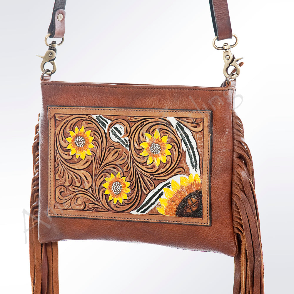 Authentic Western Crossbody Handbag for Women - American Darling ADBGA154 Genuine Leather Hand-Tooled Purse | Perfect for Cowgirl Style, Rodeo Events & Everyday Fashion