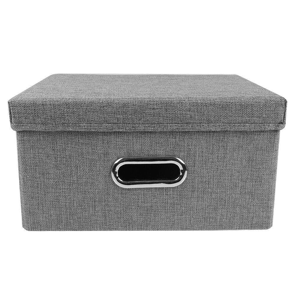 Foldable Fabric Storage Bin with Lid - Medium Closet Organizer for Home & Bathroom
