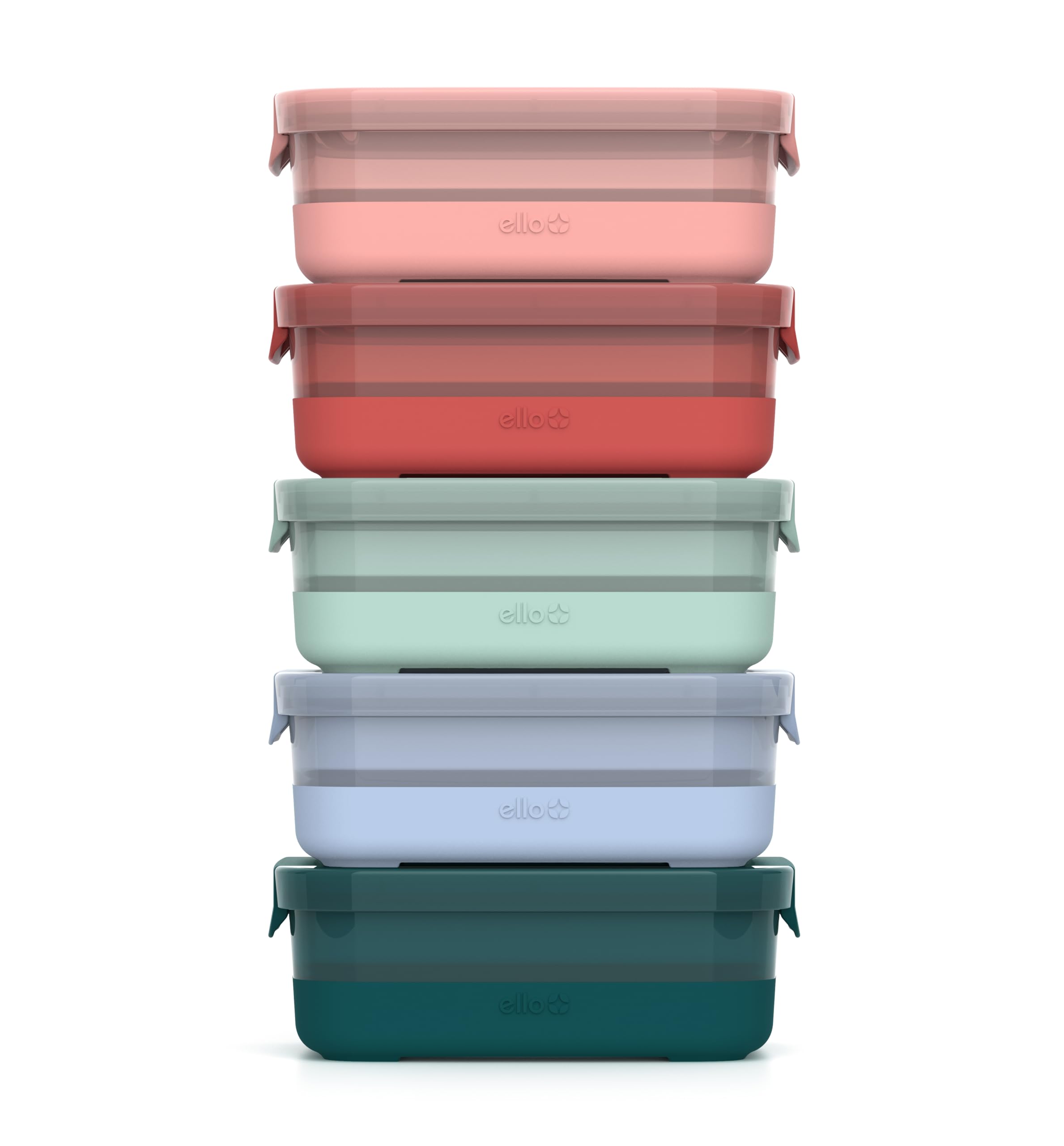 Ello Plastic 3.7 Cup Meal Prep Containers (10-Piece, 5 Pack) - BPA Free Food Storage with Silicone Base & Airtight Lids - Microwave, Dishwasher & Freezer Safe - Perfect for Meal Prepping, Leftovers & Office Lunches