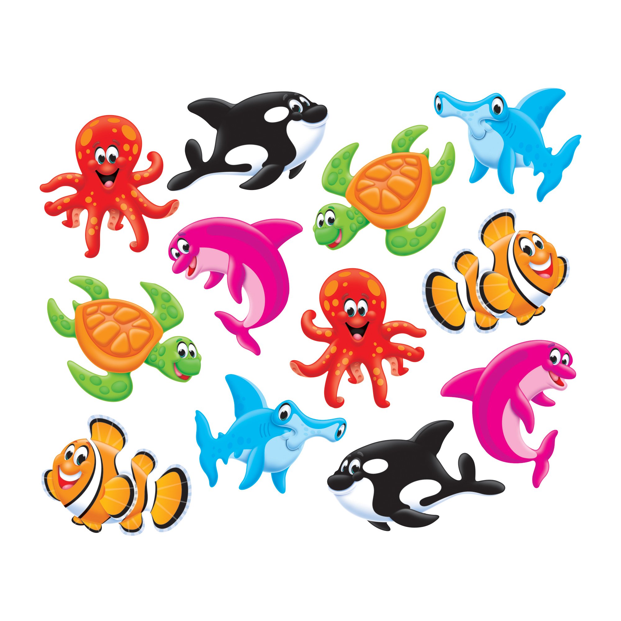 Trend Enterprises Sea Buddies Classic Accents Variety Pack - 36 Count Ocean Theme Classroom Decorations for Bulletin Boards, Party Supplies & Kids' Room Decor