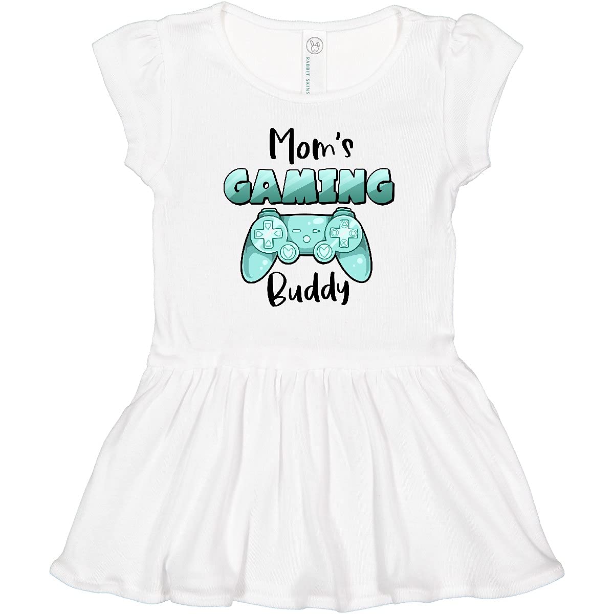 Inktastic Mom's Gaming Buddy - Aqua Controller Toddler Dress for Girls | Cute Gamer Outfit for Kids | Perfect for Gaming Parties, Cosplay & Casual Wear