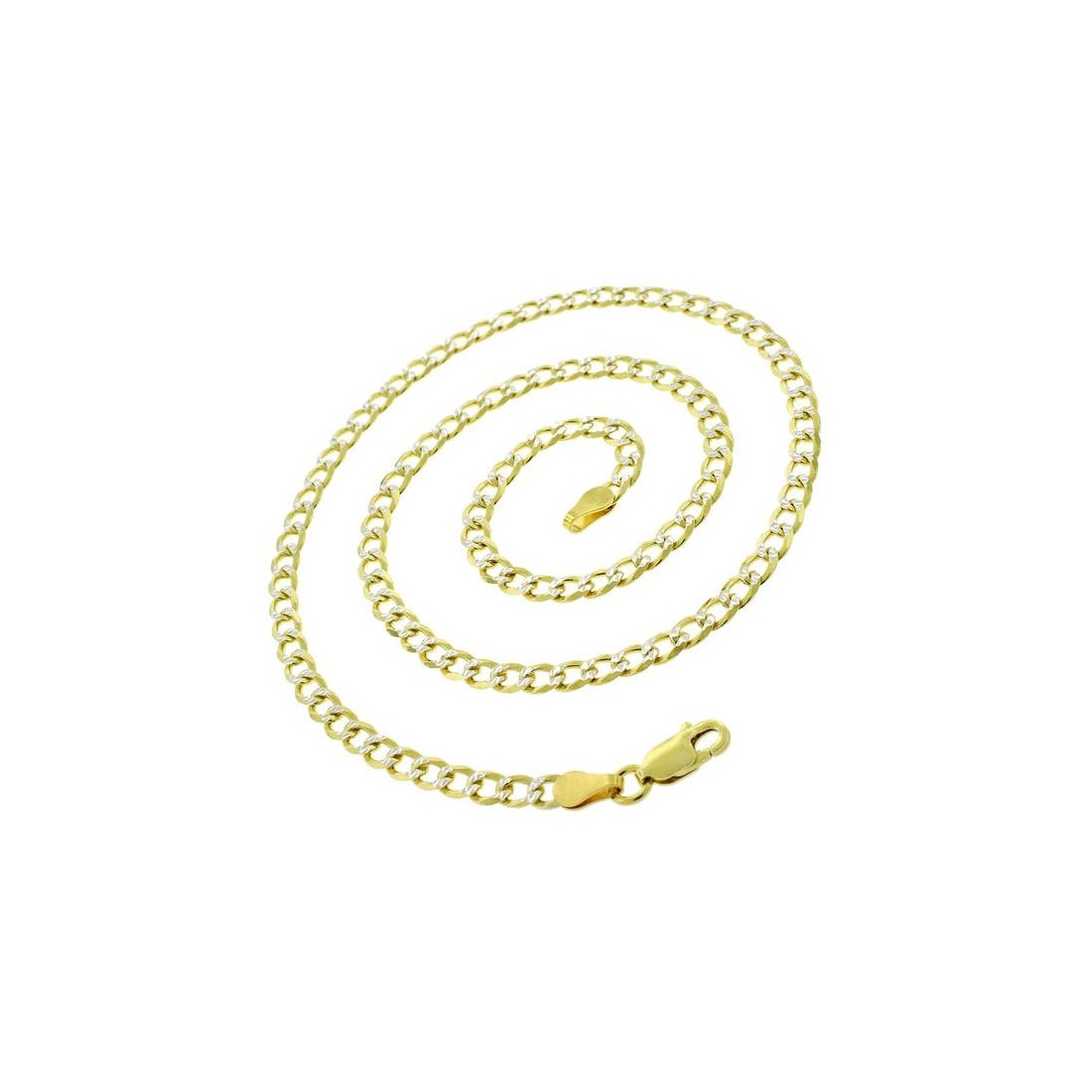 3MM 080 Pave Curb Chain Necklace - 925 Sterling Silver Yellow Gold Plated - 7 to 30 Inches Adjustable Length - Perfect for Layering, Gift Giving & Everyday Wear
