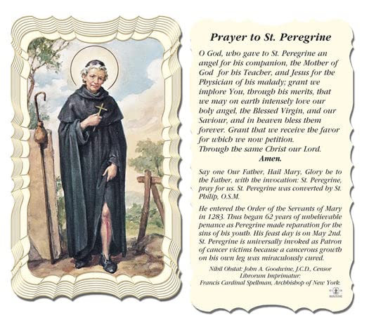 Saint Peregrine Catholic Prayer Holy Cards - Pack of 50 with Prayer on Back | Religious Devotion, Gifts for Faithful, Church Events & Personal Worship