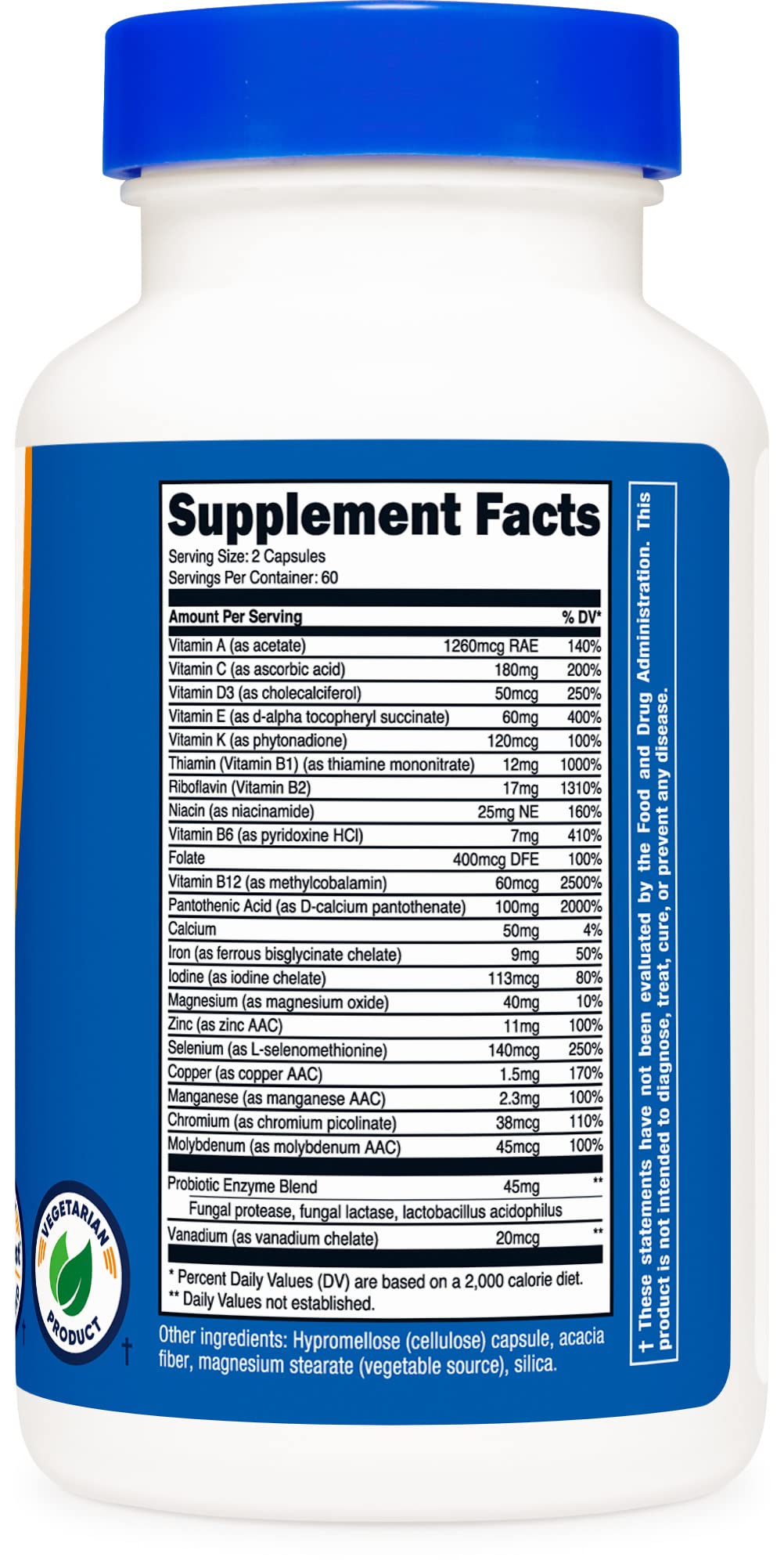 Nutricost Multivitamin with Probiotics - 120 Vegetarian Capsules (3 Bottles) | Essential Vitamins & Minerals for Immune Support, Digestive Health & Energy Boost | Daily Wellness Supplement for Adults & Seniors