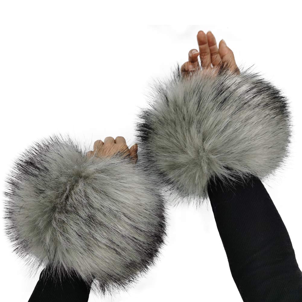 Faux Fur Cuffs & Leg Warmers for Women - Cozy HOMEYEAH Fuzzy Wrist & Arm Warmers - Perfect for Halloween Costumes, Winter Fashion, and Party Accessories