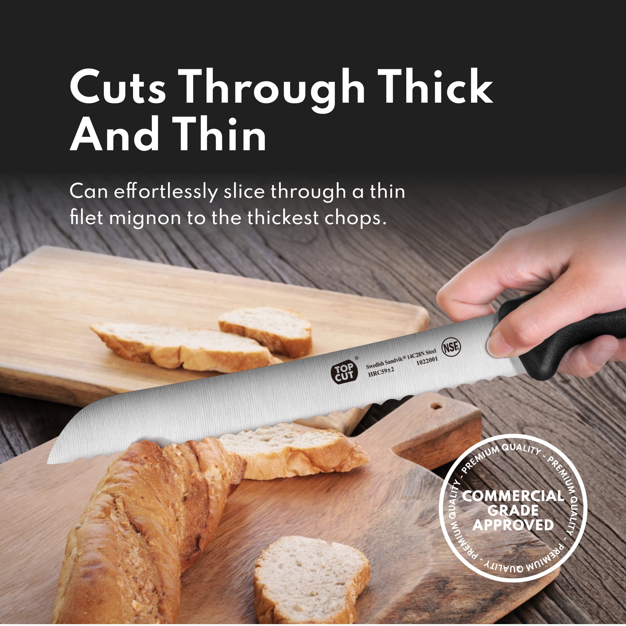 Cangshan P2 Series 8-Inch Swedish 14C28N Steel Bread Knife - Professional Kitchen Tool for Slicing Bread, Cakes & Pastries - Perfect for Home Bakers & Restaurants