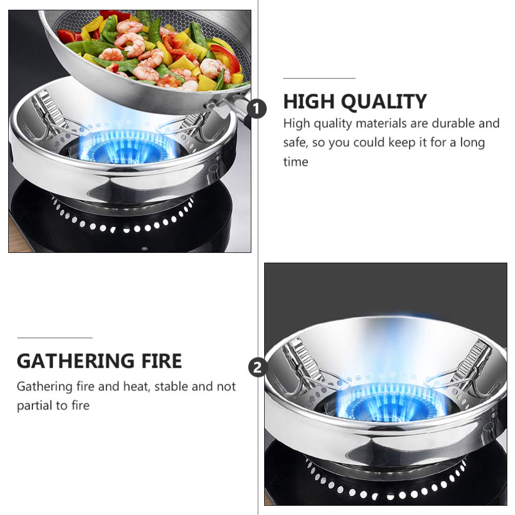 Hemoton 1-Piece Fireproof Cast Iron Wok Stand - Heavy Duty Burner Support for Gas Stove, Windproof Cooktop Grate, Stainless Steel Wok Holder - Perfect for Outdoor Camping & Indoor Asian Cooking