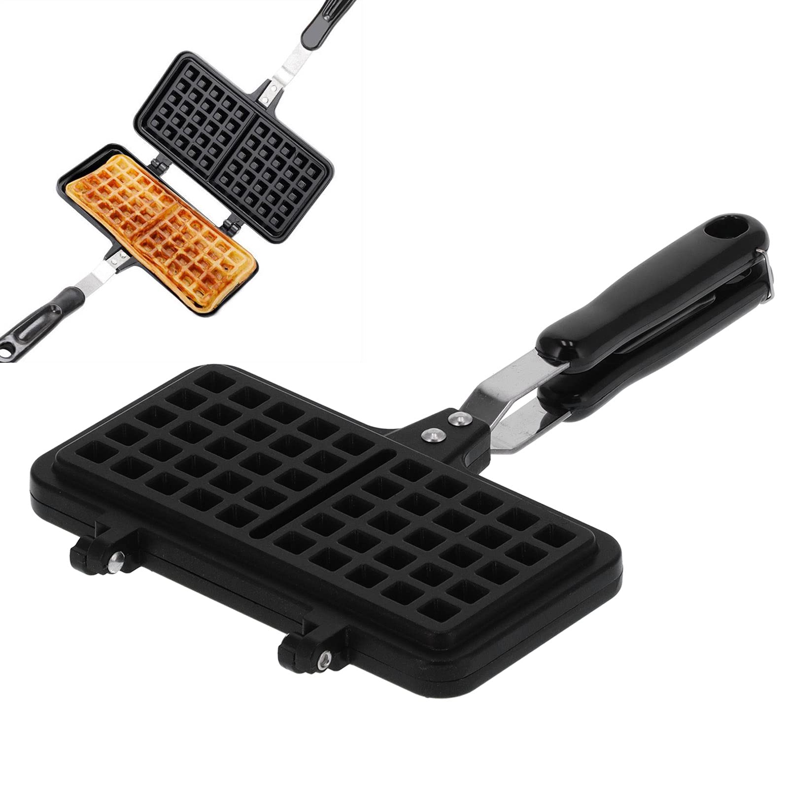 Alvinlite Non-Stick Belgian Waffle Maker - 8.1X4.3in Stovetop Waffle Iron with Easy Clean Surface - Perfect for Breakfast, Snacks & Desserts - Ideal for Camping, Picnics & Family Gatherings