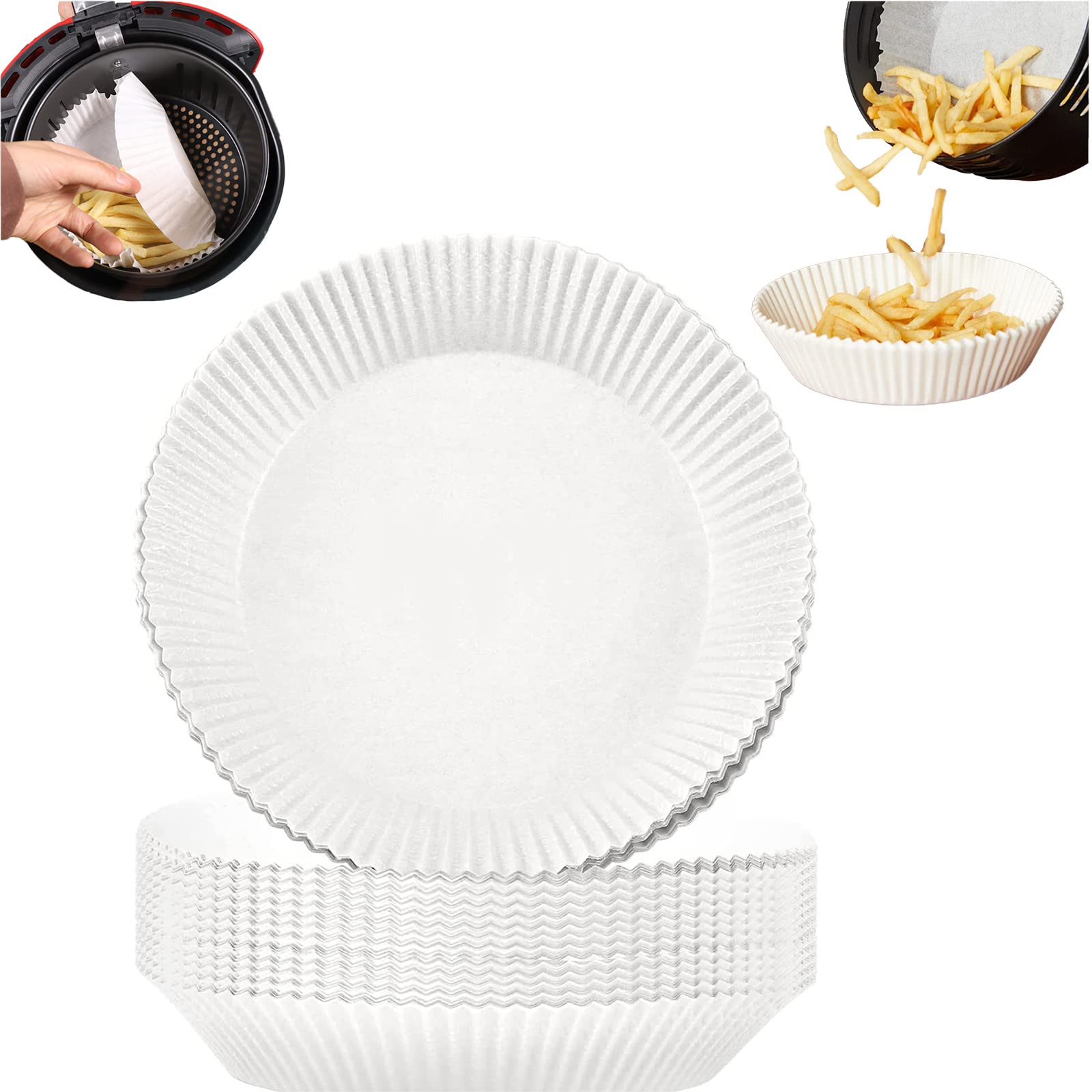 30Pcs Non-Stick Air Fryer Disposable Paper Liners - Oil Proof & Water Proof Parchment Baking Sheets for Air Fryer, Microwave, Roasting - Perfect for Healthy Cooking & Easy Cleanup
