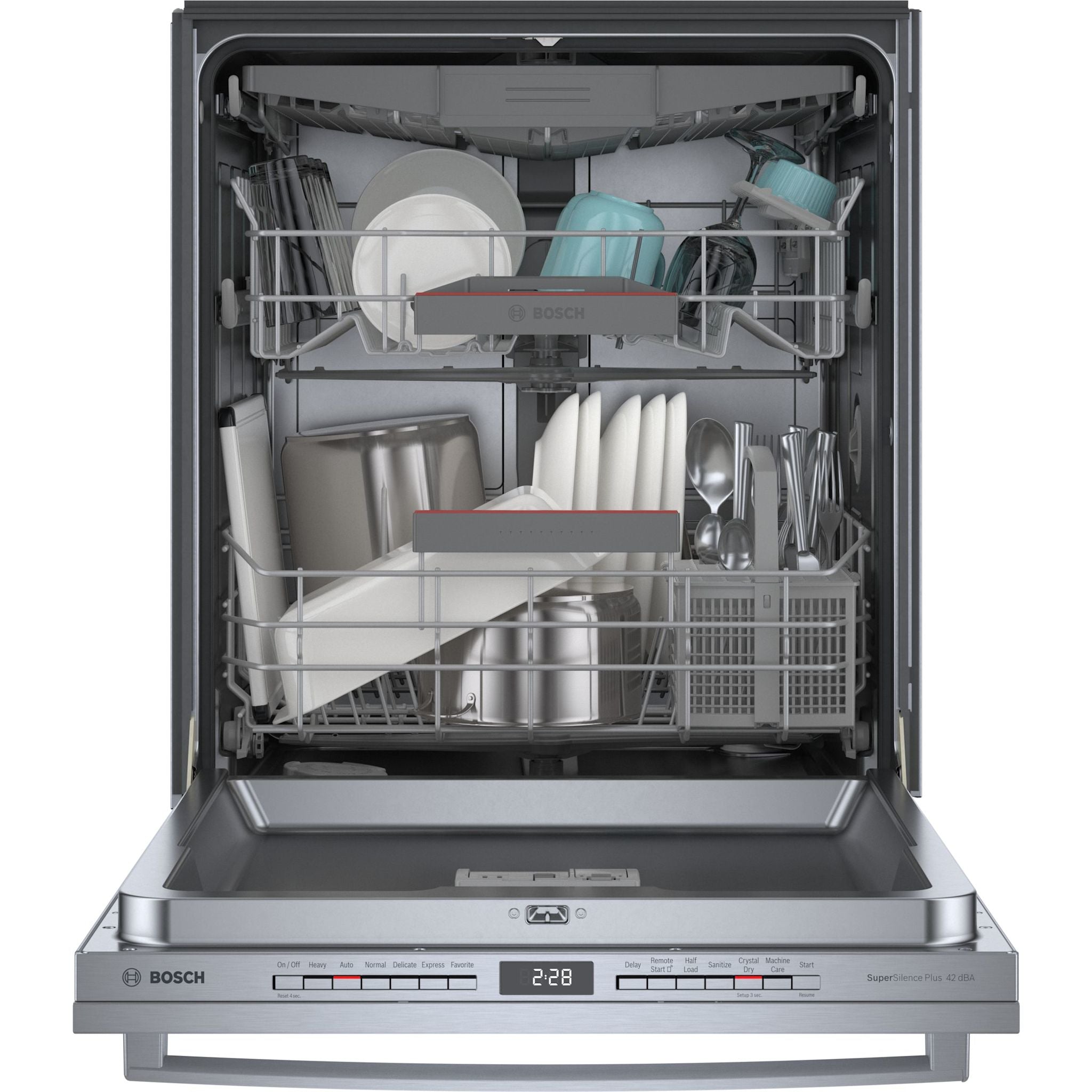 Bosch 800 Series Dishwasher SGX78C55UC - Stainless Steel Built-In Dishwasher with CrystalDry Technology | Perfect for Large Families & Open Kitchen Designs