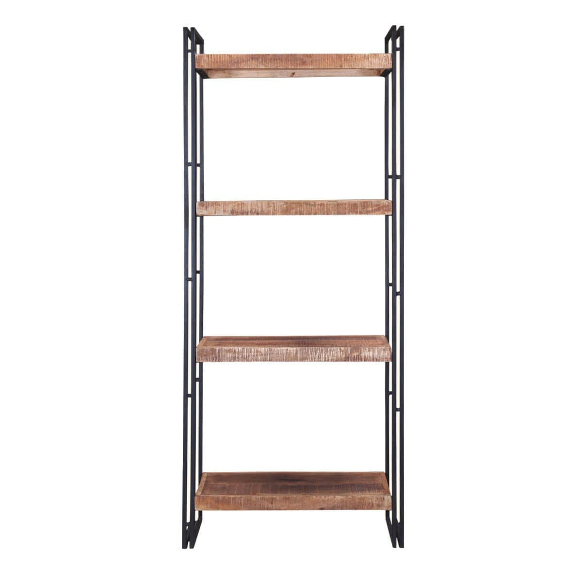 Corvallis 4-Shelf Solid Wood Industrial Bookcase - Rustic Bookshelf for Living Room, Office & Study - Sturdy Storage for Books, Decor & Essentials