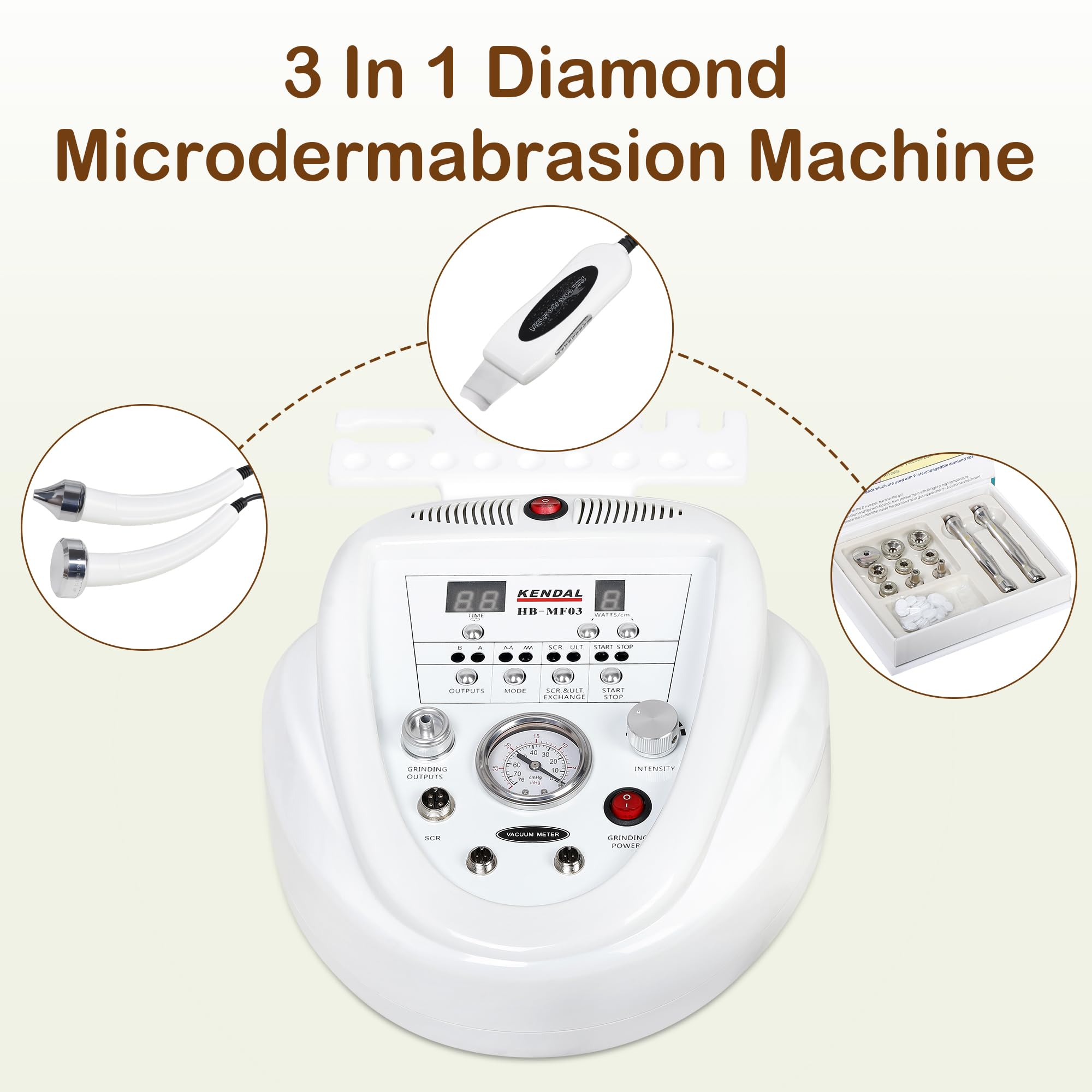 Professional Diamond Microdermabrasion Machine - 3 in 1 Skin Exfoliator & Rejuvenation Device for Face & Body | At-Home Spa Treatment, Anti-Aging & Acne Scar Removal
