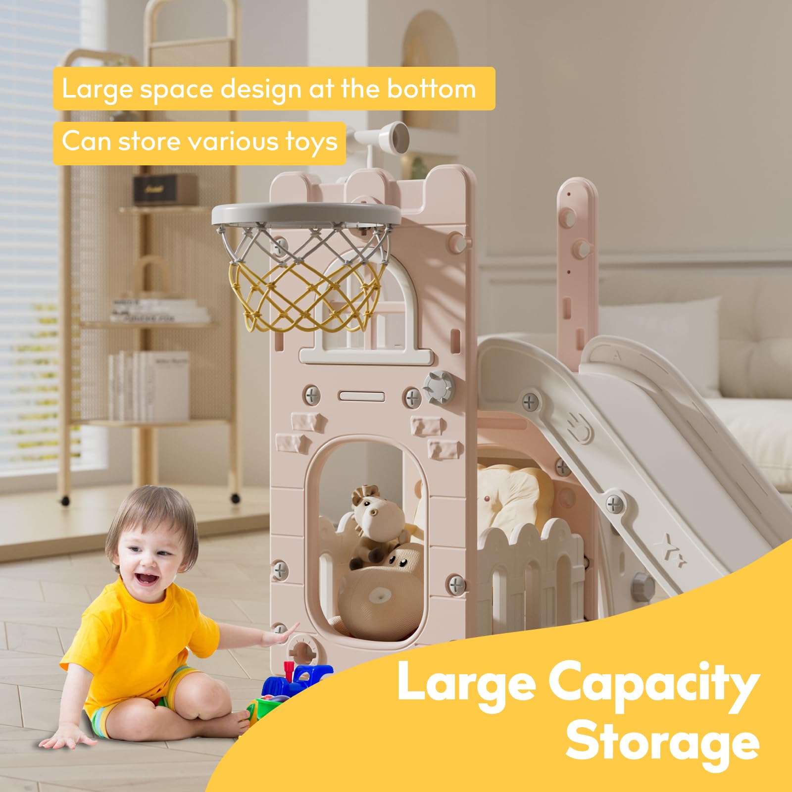 **Toddler Slide for Indoor & Outdoor Play - Kids Slide Playset with Storage & Non-Slip Steps - Perfect Gift for Boys & Girls Ages 1-3 - Ideal for Backyards, Playrooms & Daycares**