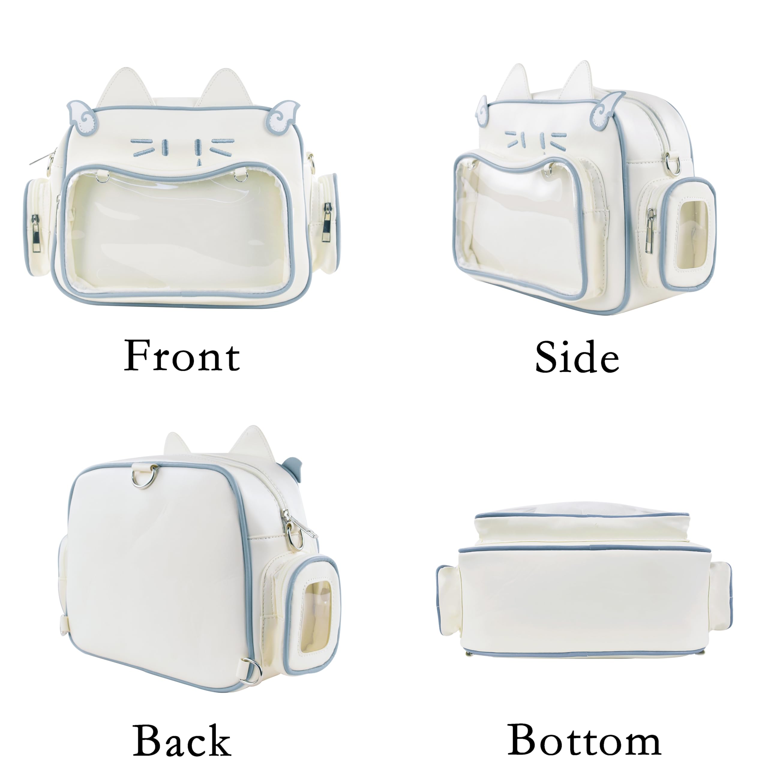 Y2K Kawaii Ita Bag Cat Backpack - Japanese Anime School Bag with Pin Display Panel, Cute Crossbody Shoulder Purse for Girls (White) | Perfect for Cosplay, Conventions & Kawaii Fashion