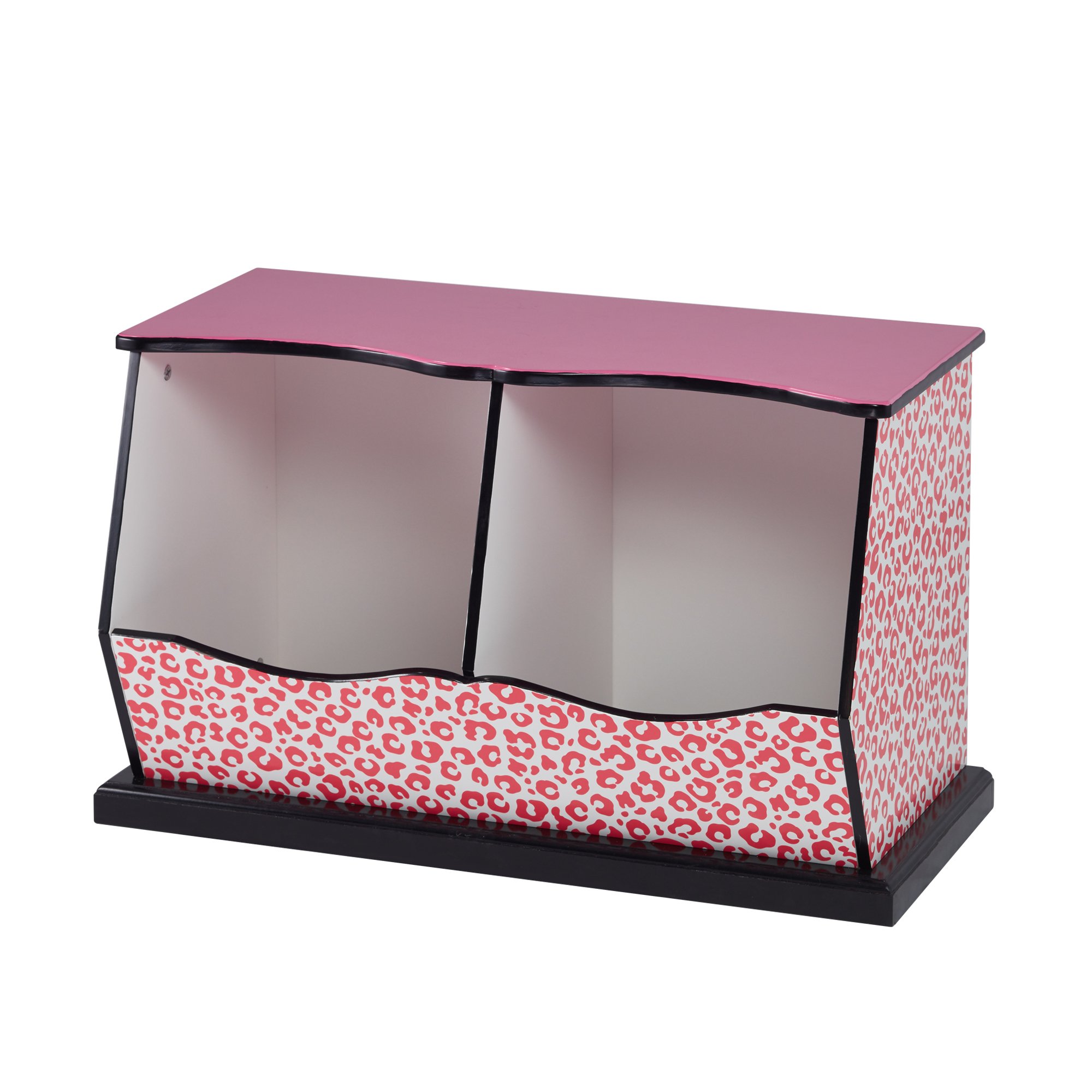 Teamson Kids Leopard Print 2-Bin Storage Organizer - Stylish Toy & Book Storage for Kids' Room, Nursery, or Playroom
