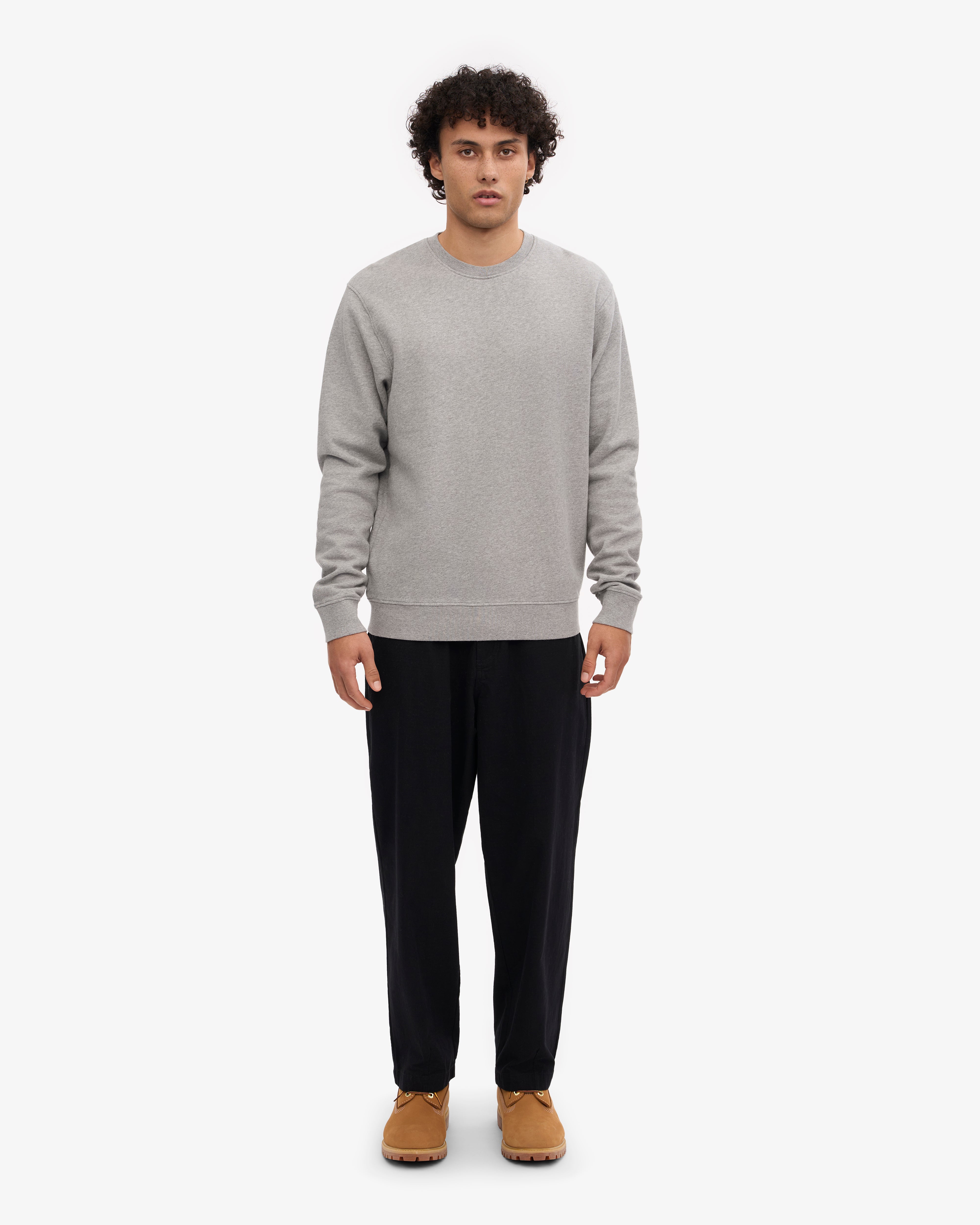 Classic Organic Cotton Crew Neck T-Shirt for Men - Heather Grey - Soft, Breathable & Eco-Friendly - Perfect for Casual Wear, Layering & Everyday Comfort