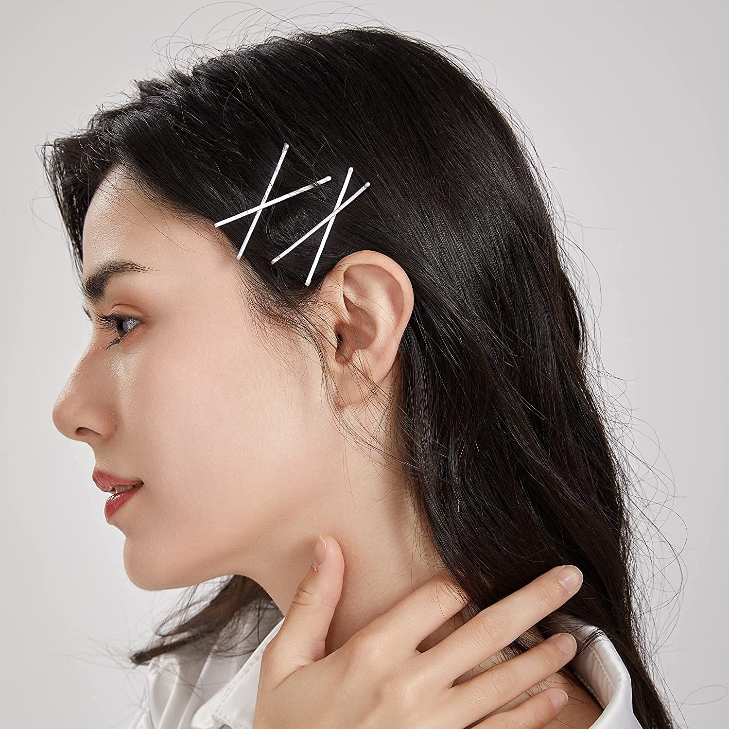 Dofash 5Waves Bobby Pins - 60 Count White & Gray Hairpins for Women (5CM/2IN) | Decorative Hair Accessories for Wedding, Party & Everyday Styling