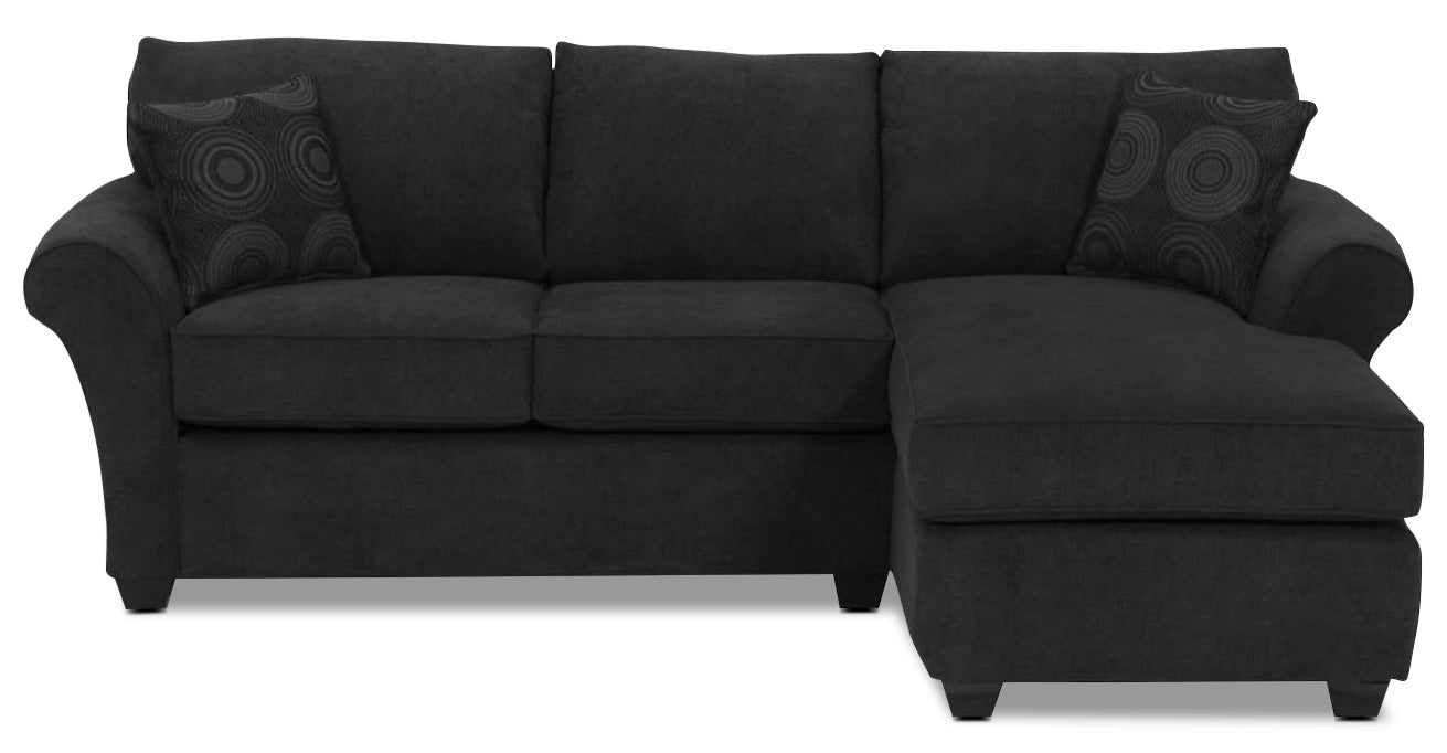 Althea 2-Piece Sectional Sofa with Right Facing Chaise in Black - Modern Living Room Furniture for Small Spaces & Apartments