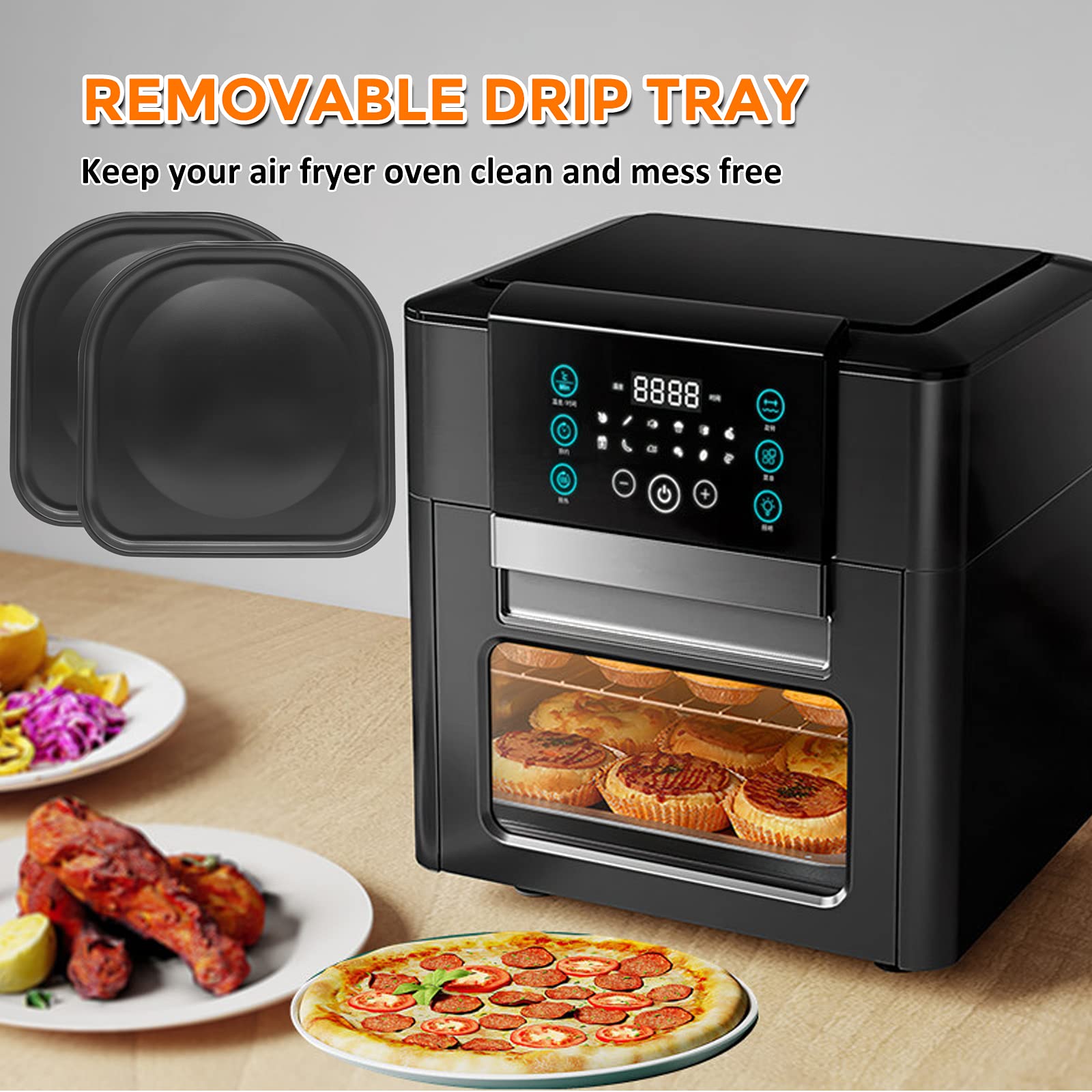 2PCS Nonstick Air Fryer Drip Tray Replacement for PowerXL 6QT & 10QT Vortex Air Fryer Pro Plus - Dishwasher Safe Accessories for Easy Cleaning | Perfect for Cooking Chicken Wings, French Fries & Healthy Meals