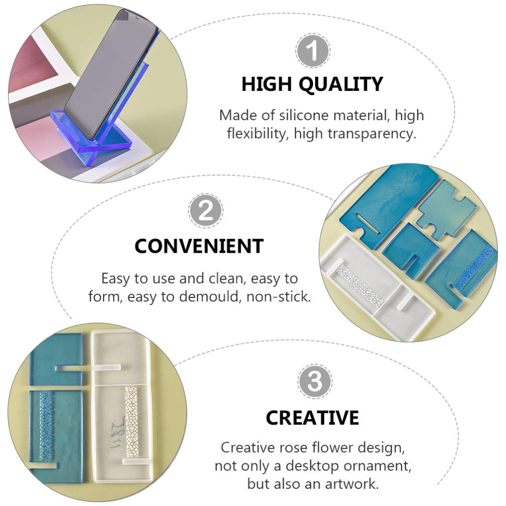 EXCEART 2-Pack Silicone Phone Stand Mold for Resin DIY Craft - Universal Holder for Smartphones & Tablets - Perfect for Home, Office, and Crafting Projects