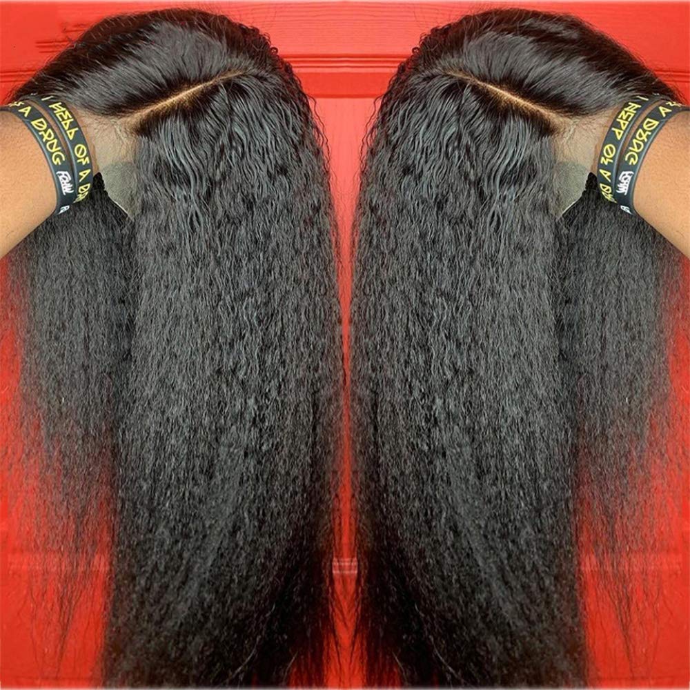 Lace Front Wigs Human Hair 16 Inch - Pre Plucked with Baby Hair, Kinky Straight, Glueless 4x4 Closure Wig for Black Women | 150 Density, Italian Bleached Knots, Natural Color | Perfect for Daily Wear, Parties, Cosplay & Protective Styling