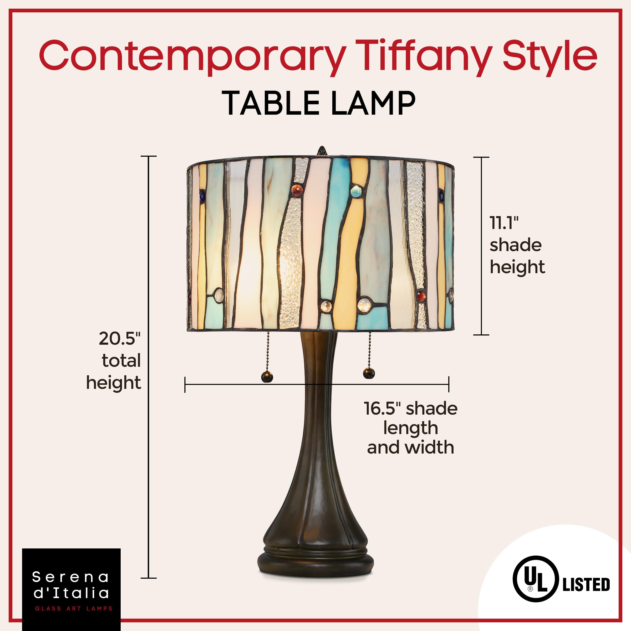 Serena D'italia Tiffany Style Table Lamp - 20.5