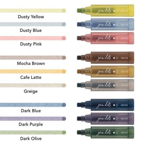 Join Dots Marker Pen Set - Premium Midori DESIGNPHIL Dotting Tools for Art, DIY Crafts, Bullet Journaling & Scrapbooking - Perfect for Artists, Calligraphy & Hand Lettering Projects