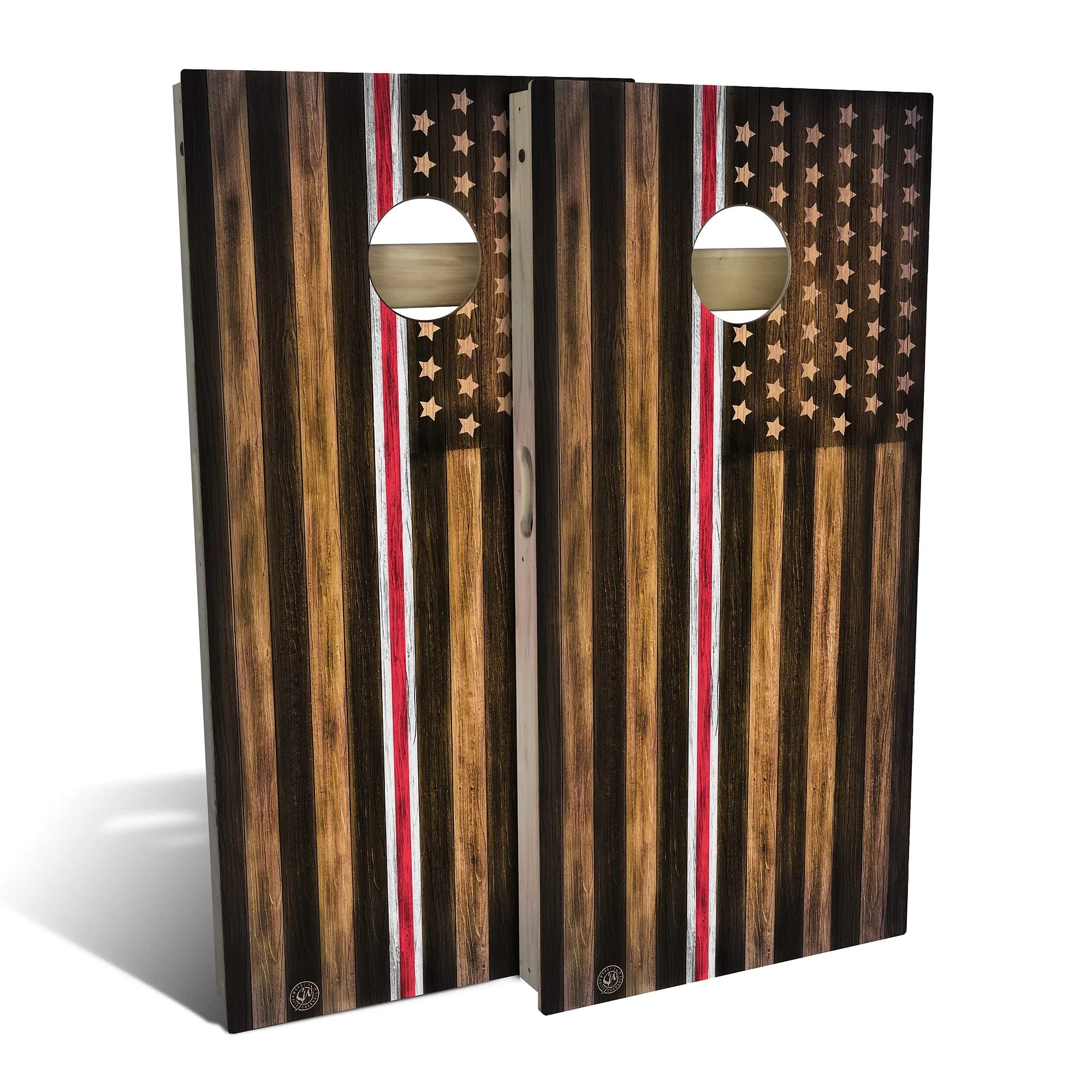 Skip's Garage Charred Nurse USA Red & White Cornhole Board Set - Regulation Size with 2 Boards & 8 Bean Bags - Perfect for Tailgating, Backyard BBQs & Outdoor Parties