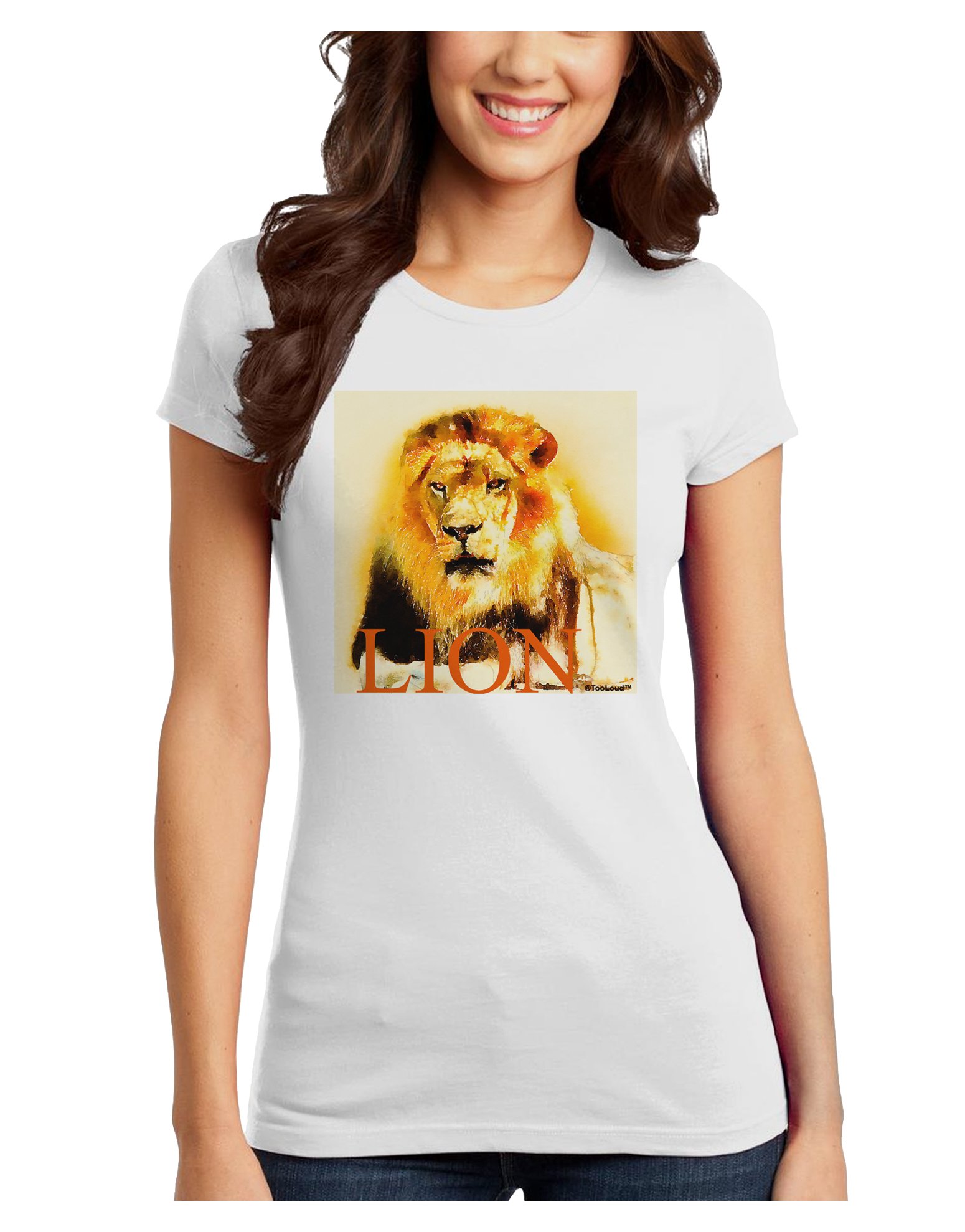 TOOLOUD Lion Watercolor Print 4 Text Juniors T-Shirt - Stylish Graphic Tee for Women & Girls, Perfect for Casual Wear, School, and Outings