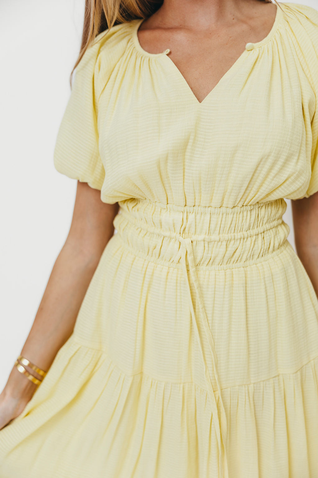 Elegant Light Yellow Tiered Maxi Dress by Pamela - Perfect for Summer Weddings, Beach Vacations & Special Occasions