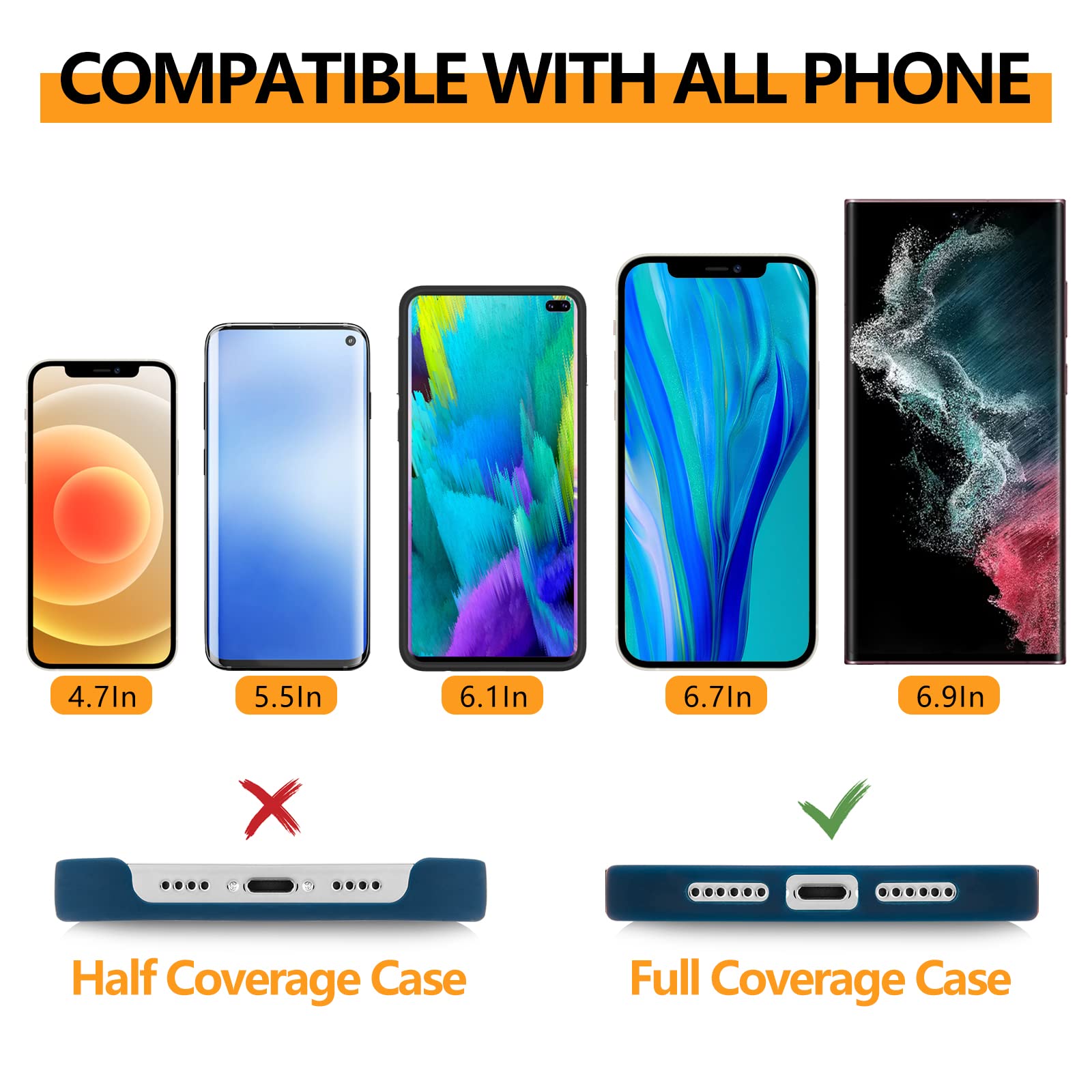 Universal Phone Lanyard Set - 2 Crossbody Straps, 2 Adjustable Wrist Straps & 2 Finger Loops with 4 Adhesive Patches - Compatible with iPhone Samsung Most Smartphones (Black & Blue) - Perfect for Running, Travel, Shopping & Hands-Free Convenience