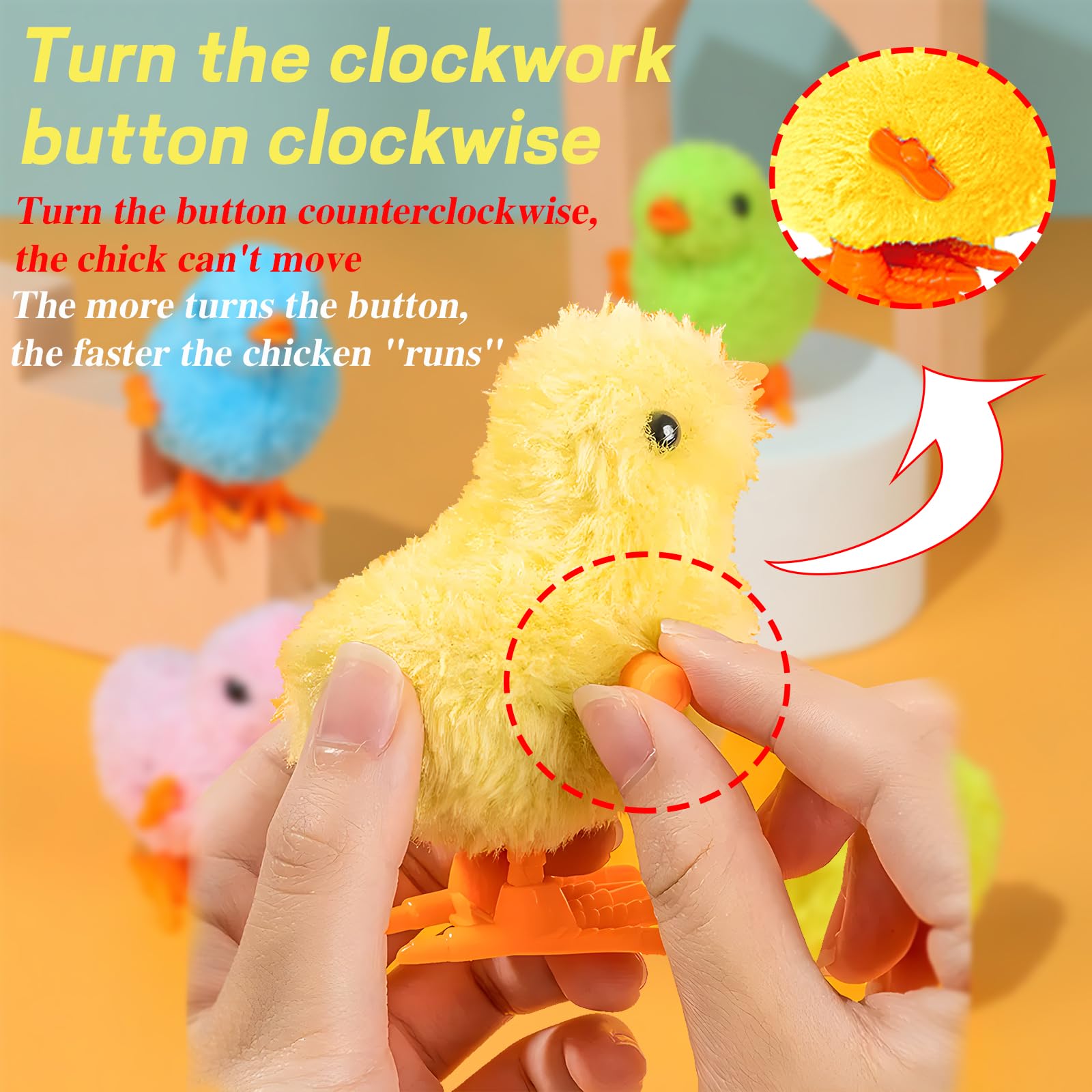 12PCS Wind Up Chicken Bunny Jumping Chicks - Cute Hopping Rabbits Plush Toys for Kids Toddlers - Easter Basket Stuffers, Birthday Party Favors, Classroom Rewards & Fun Sensory Play Gifts